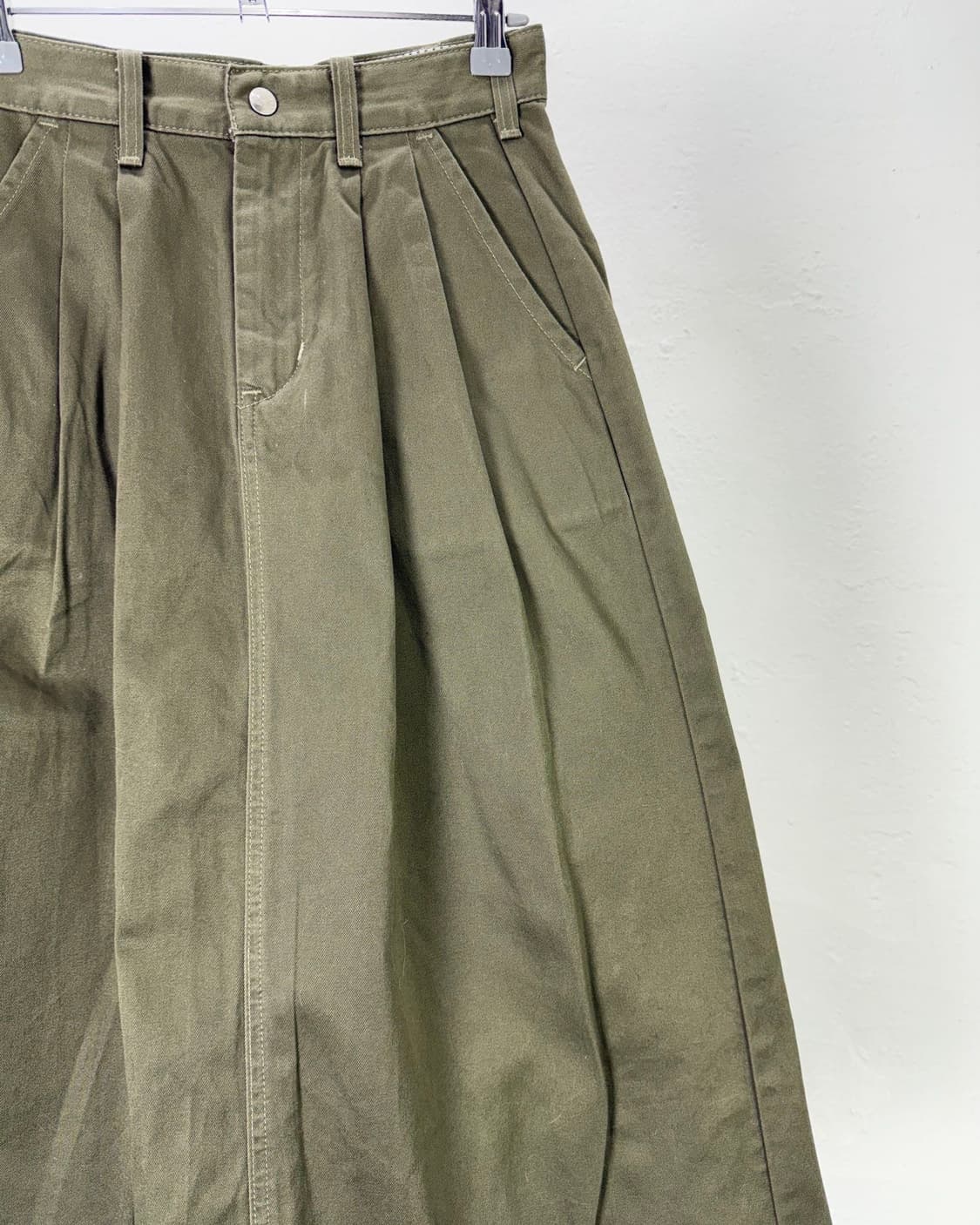 리 카키 롱 코튼 스커트 상품이미지3