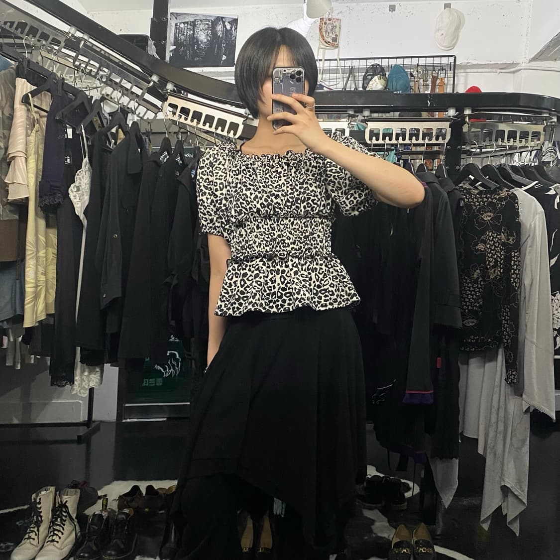 Gorge 호피 퍼프 스모킹 탑 상품이미지7