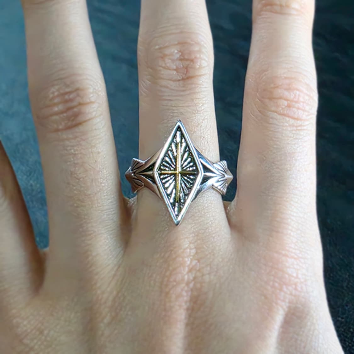 Fleury 실버 남자 엔틱 빈티지 명품 고딕 문양 십자가 반지 상품이미지7