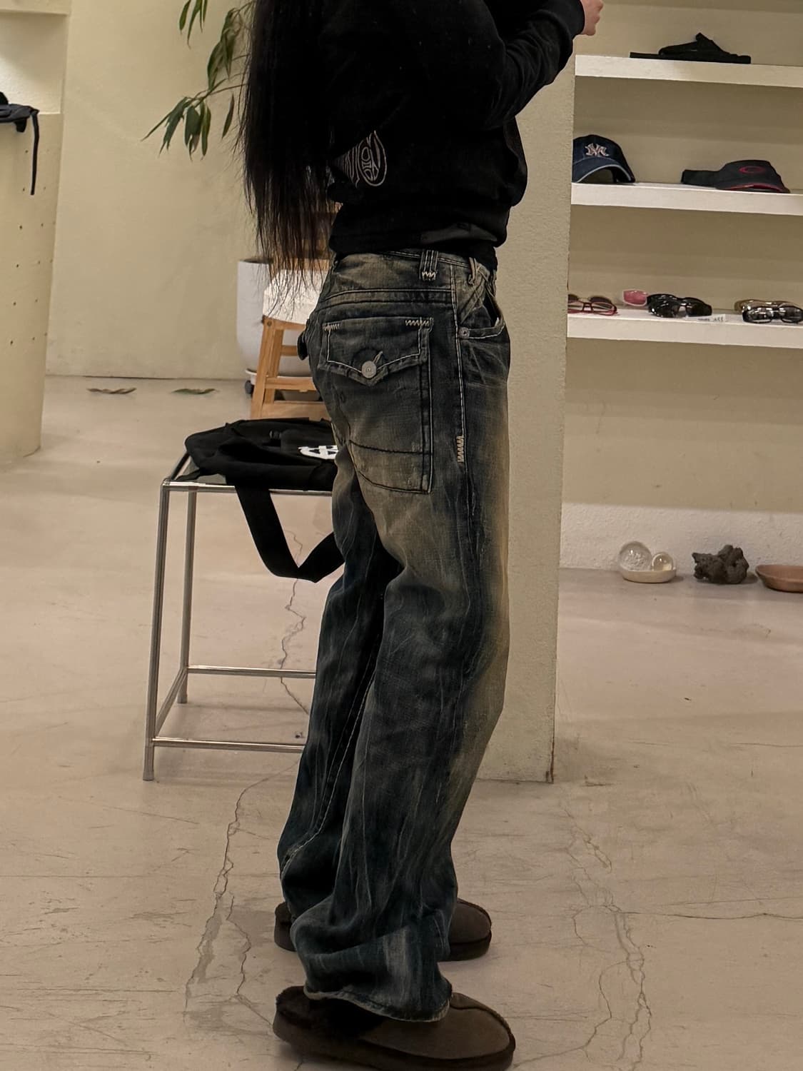 버카루 y2k 워싱 데미지 플레어 데님 팬츠 U688 상품이미지2