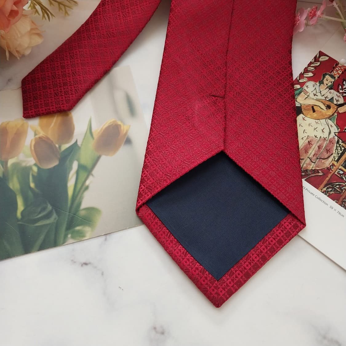 메트로시티 실크 레드 자카드 패턴 넥타이 8.7cm A+등급 K1475
 상품이미지8