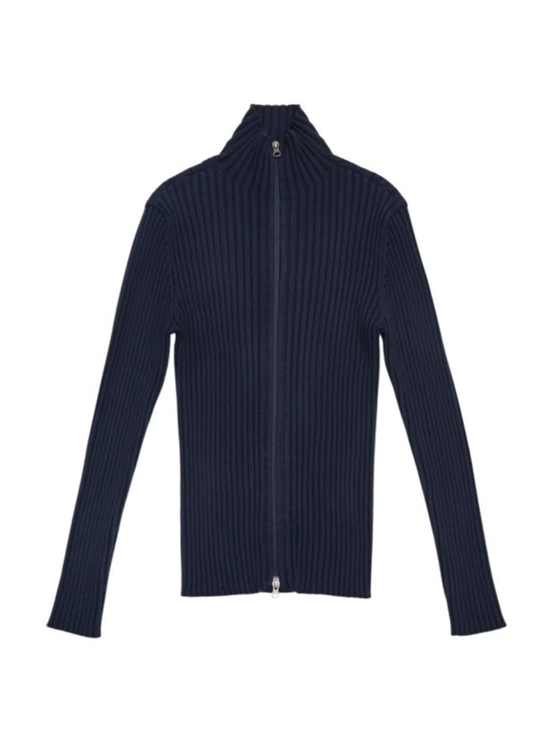 아모멘토 하이넥  립 니트집업 네이비 상품이미지3