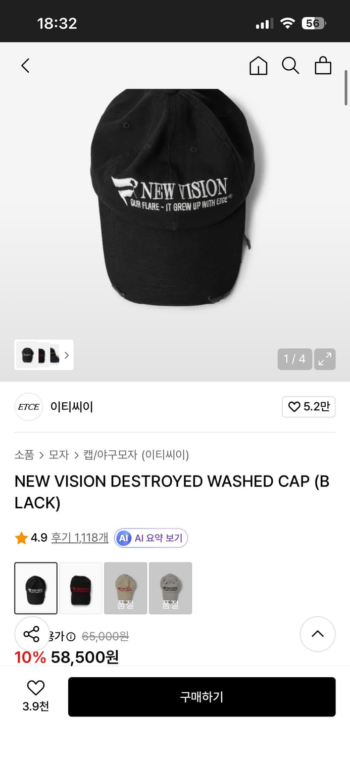 이티씨이 뉴비전 디트로이드 캡 상품이미지6