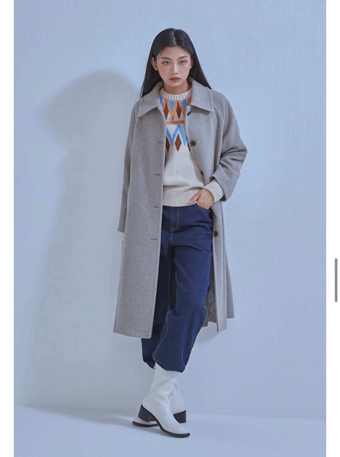 미쏘)오버핏 싱글 코트 그레이색상 S사이즈 상품이미지2