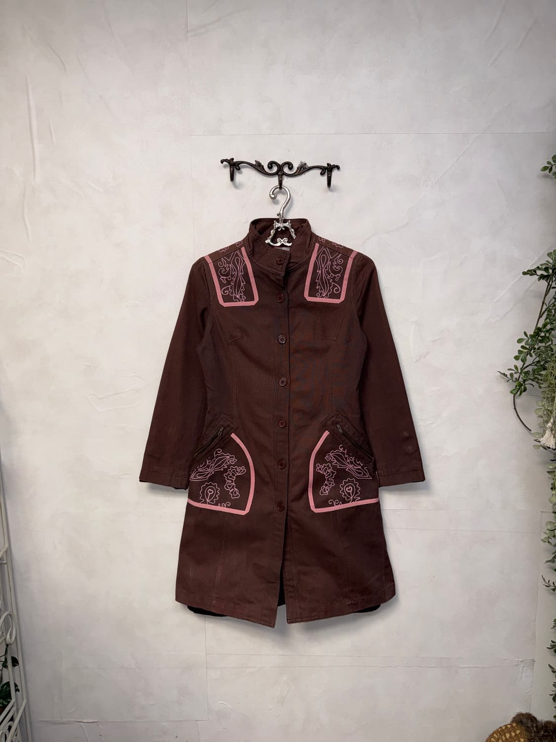 Max&Co pink brown western floral coat  상품이미지1