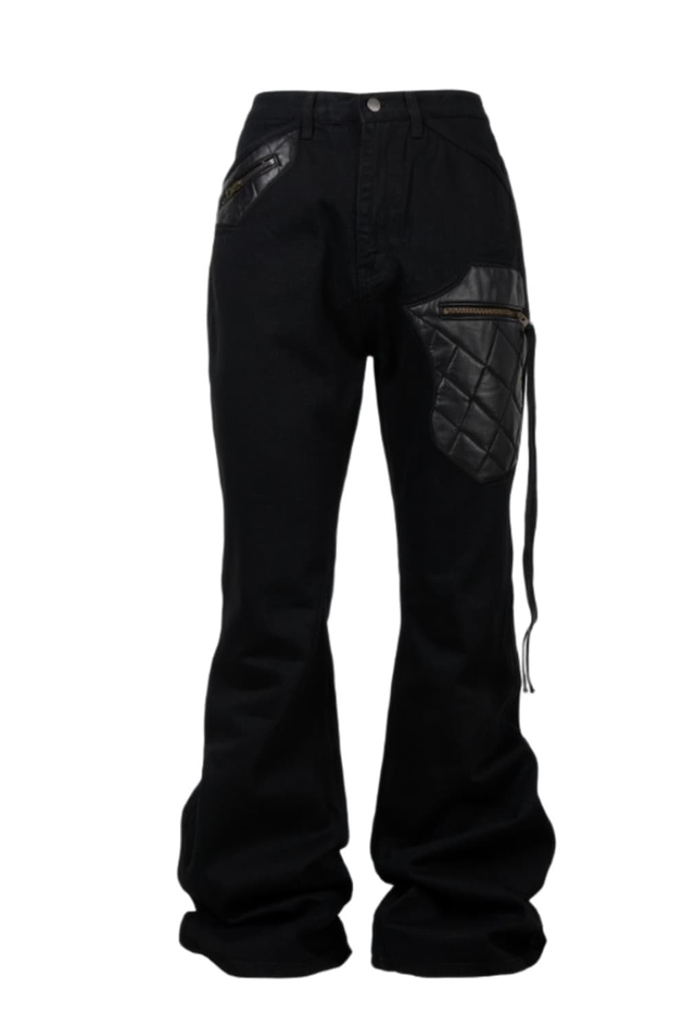 에모스탠스클럽 레더 패치 플레어드 진 블랙 상품이미지1