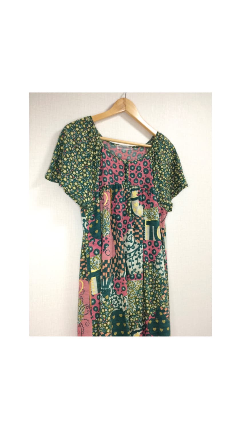 츠모리 치사토 그린 에스닉 플로럴 원피스 상품이미지5