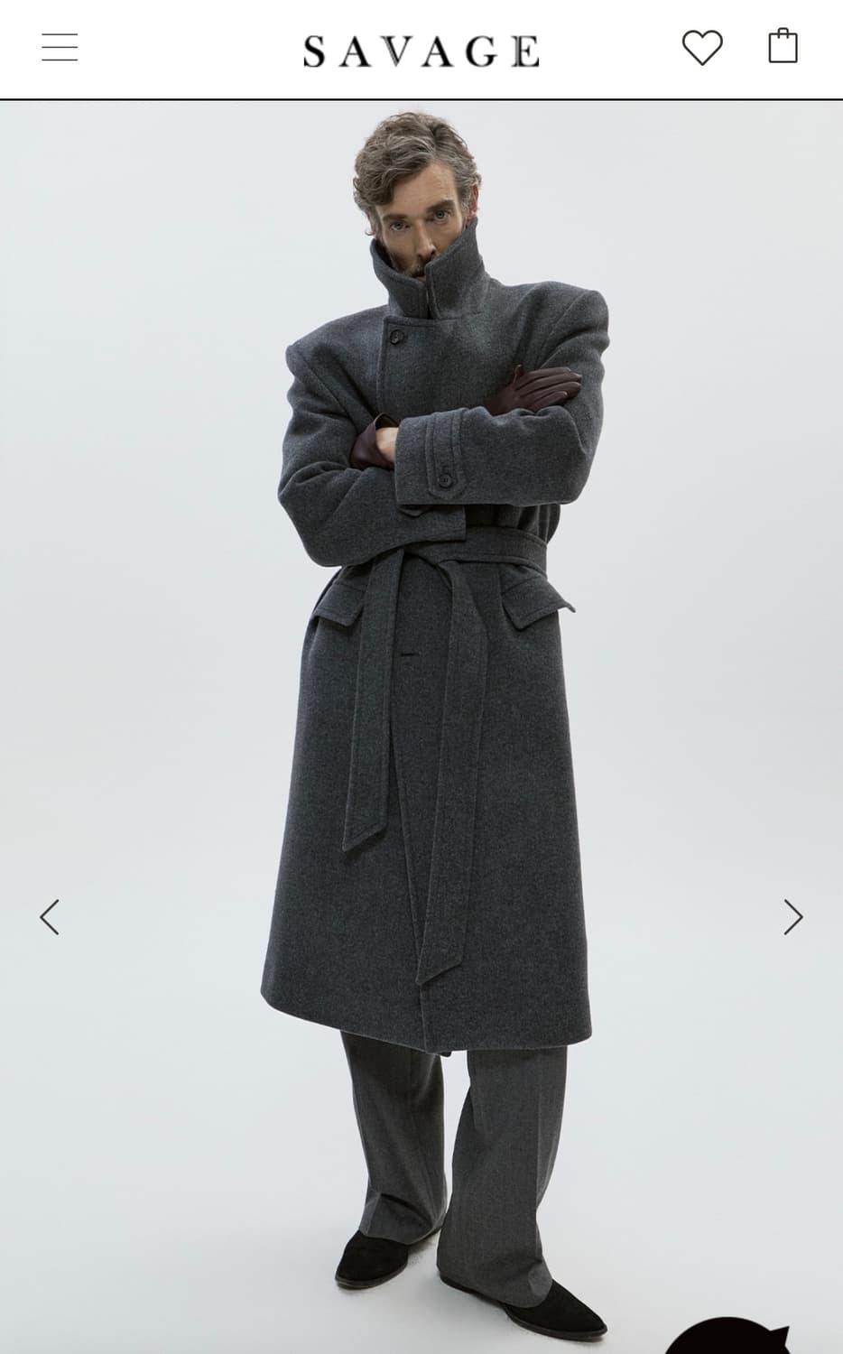 세비지 그레이 벨트 코트 L 상품이미지1