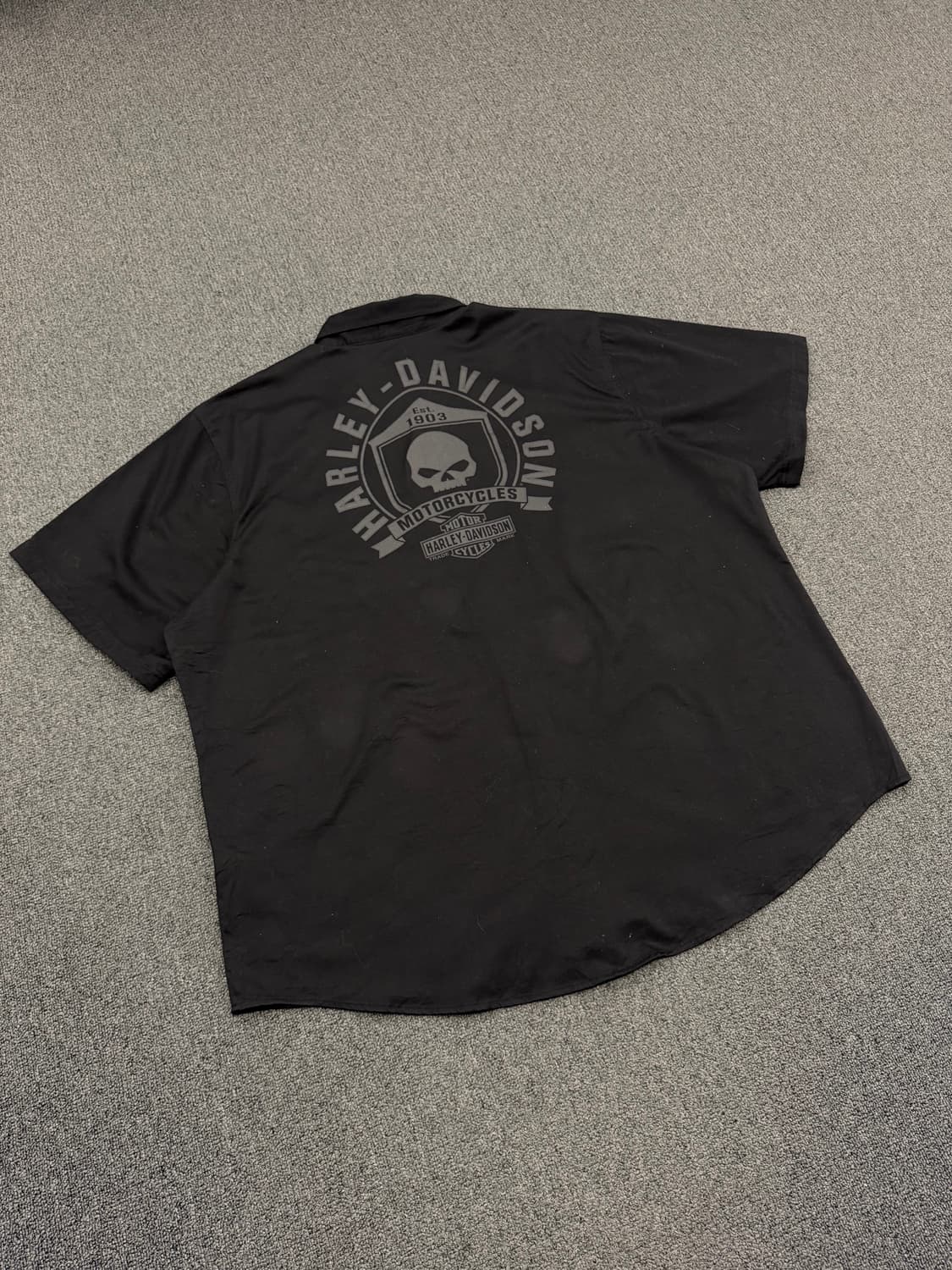 4XL) 할리데이비슨 스컬 프린팅 빅사이즈 반팔 셔츠 상품이미지4