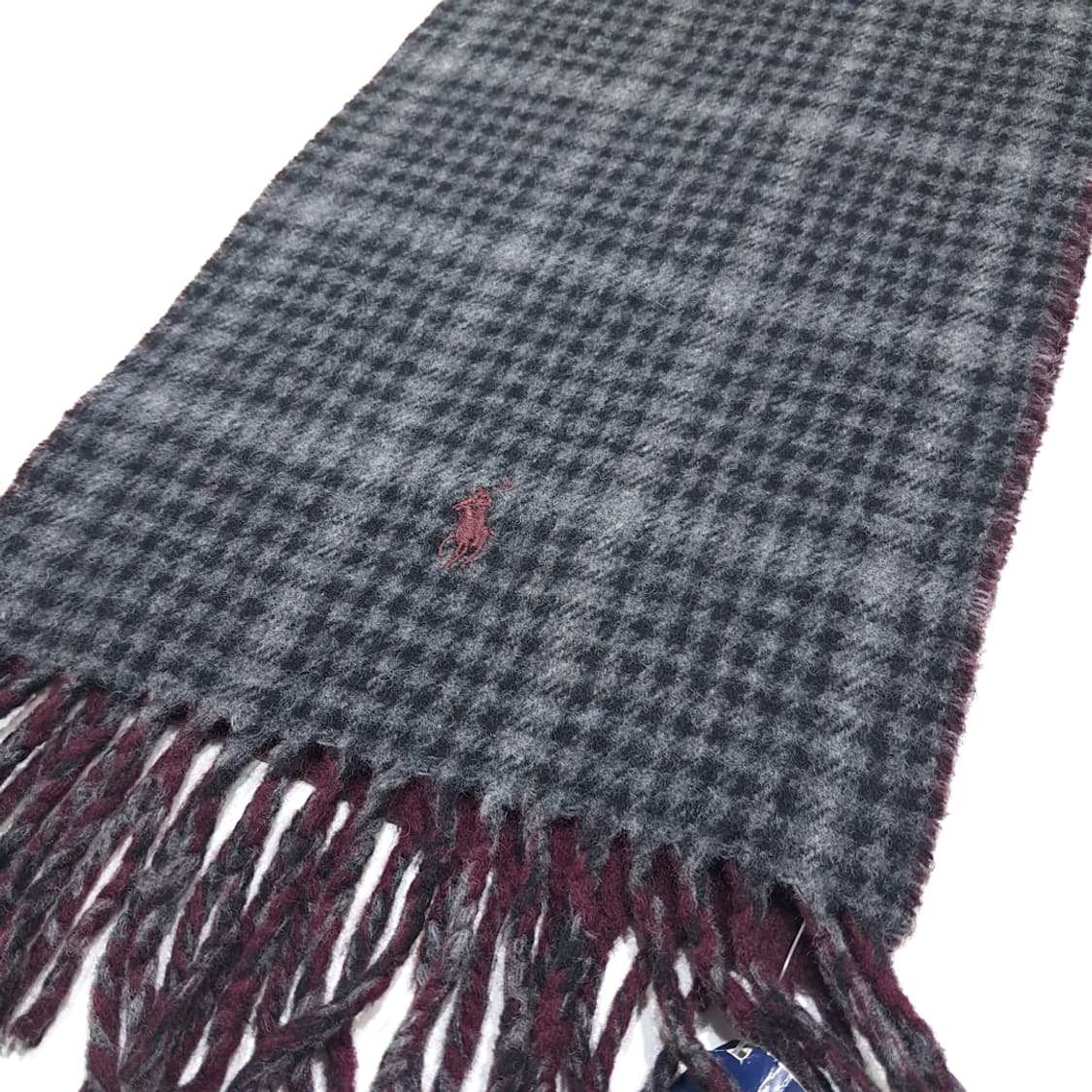 MX575 폴로 90s 이태리판 램스울 양면 하운드투스 머플러 목도리 상품이미지3