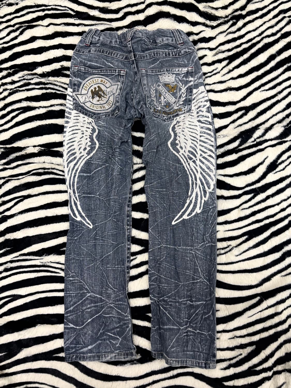 Y2K Back Wings Print Crack Pants 상품이미지1