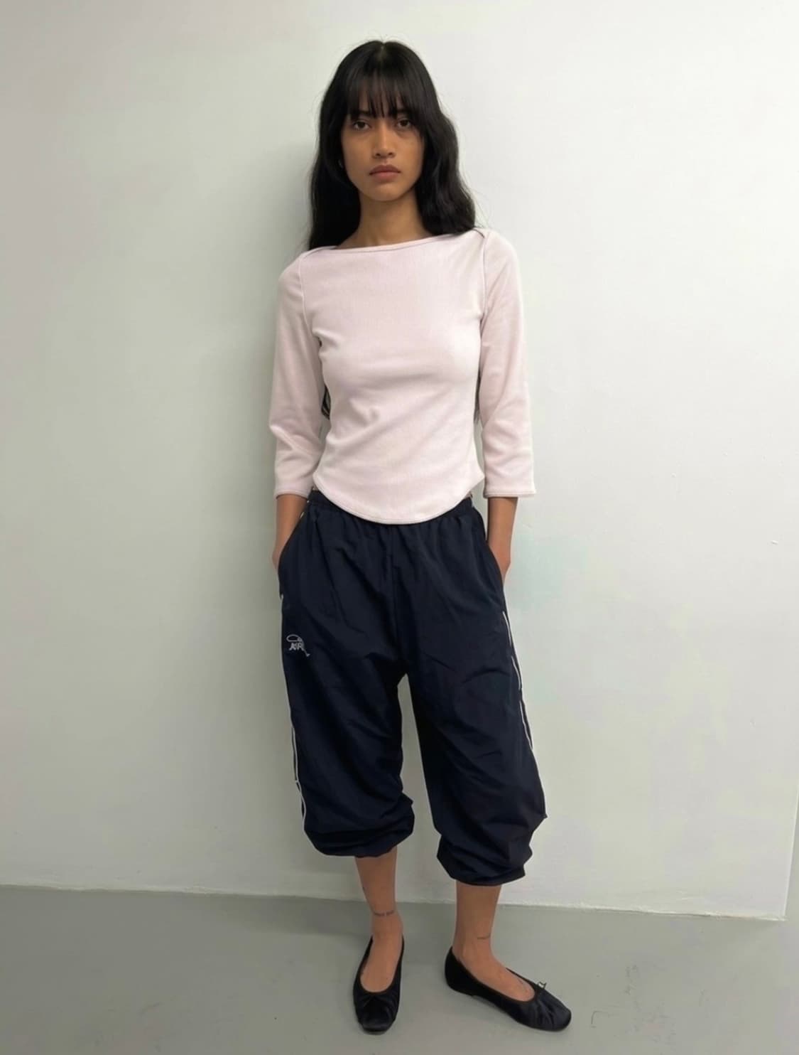 어텐즈 soft lace 3/4 sleeve tee (baby pink) 상품이미지1