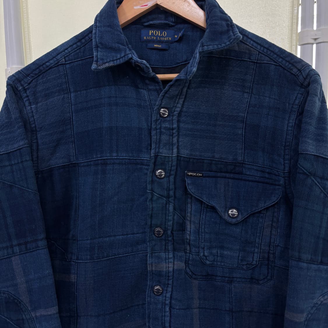 폴로 인디고 패치워크 셔츠 자켓 상품이미지2