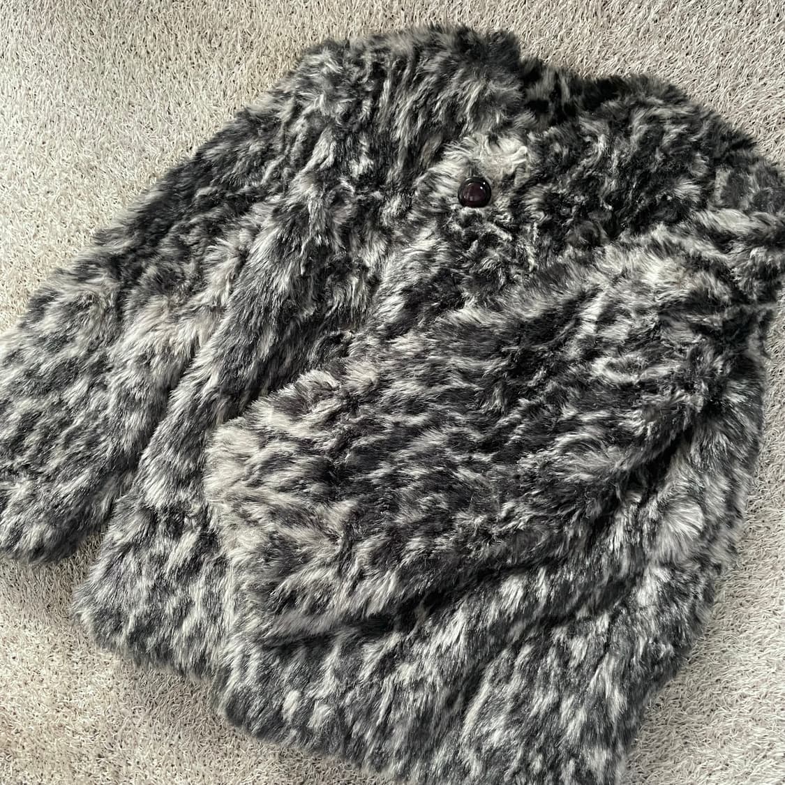 그레이 호피 레오파드 퍼자켓 갸루 상품이미지1