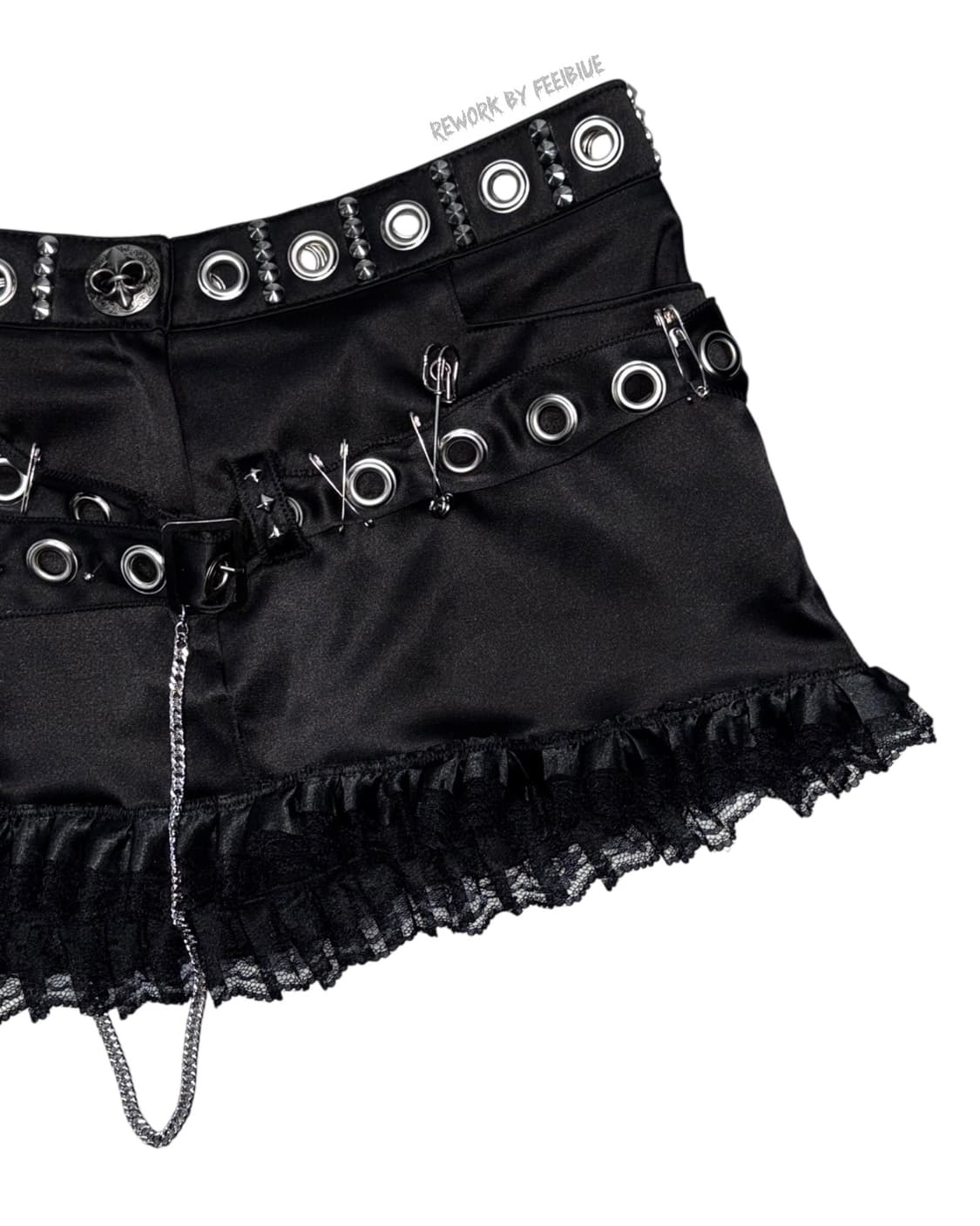 REWORK 032 Black Punk Laced Skirt 상품이미지4