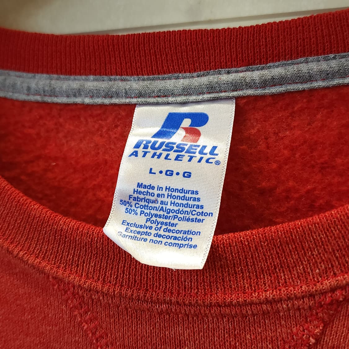 90s 러셀 후드 빈티지 스웻셔츠 썬페이딩 레드 L 상품이미지4