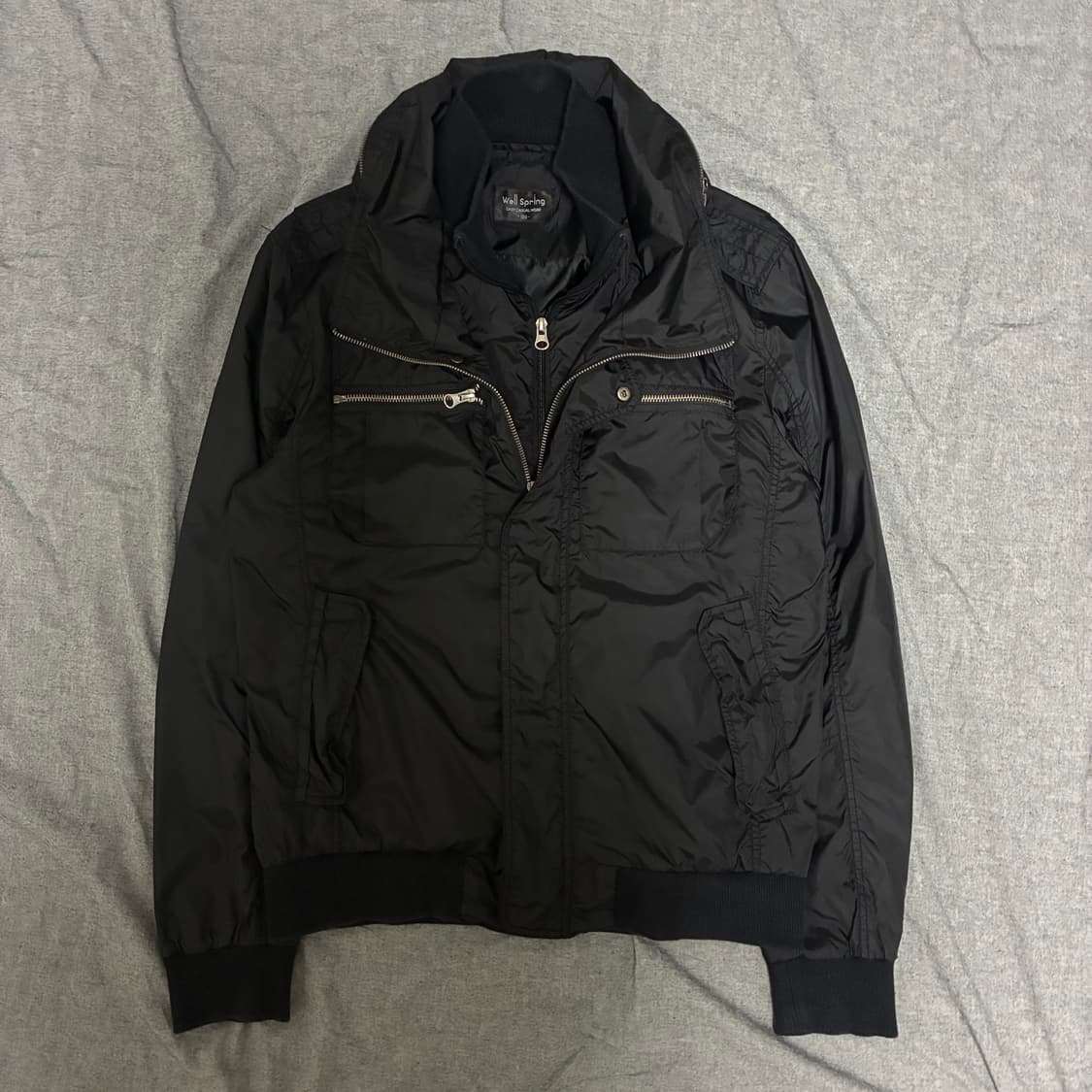 블랙 하이넥 지퍼 자켓 상품이미지4