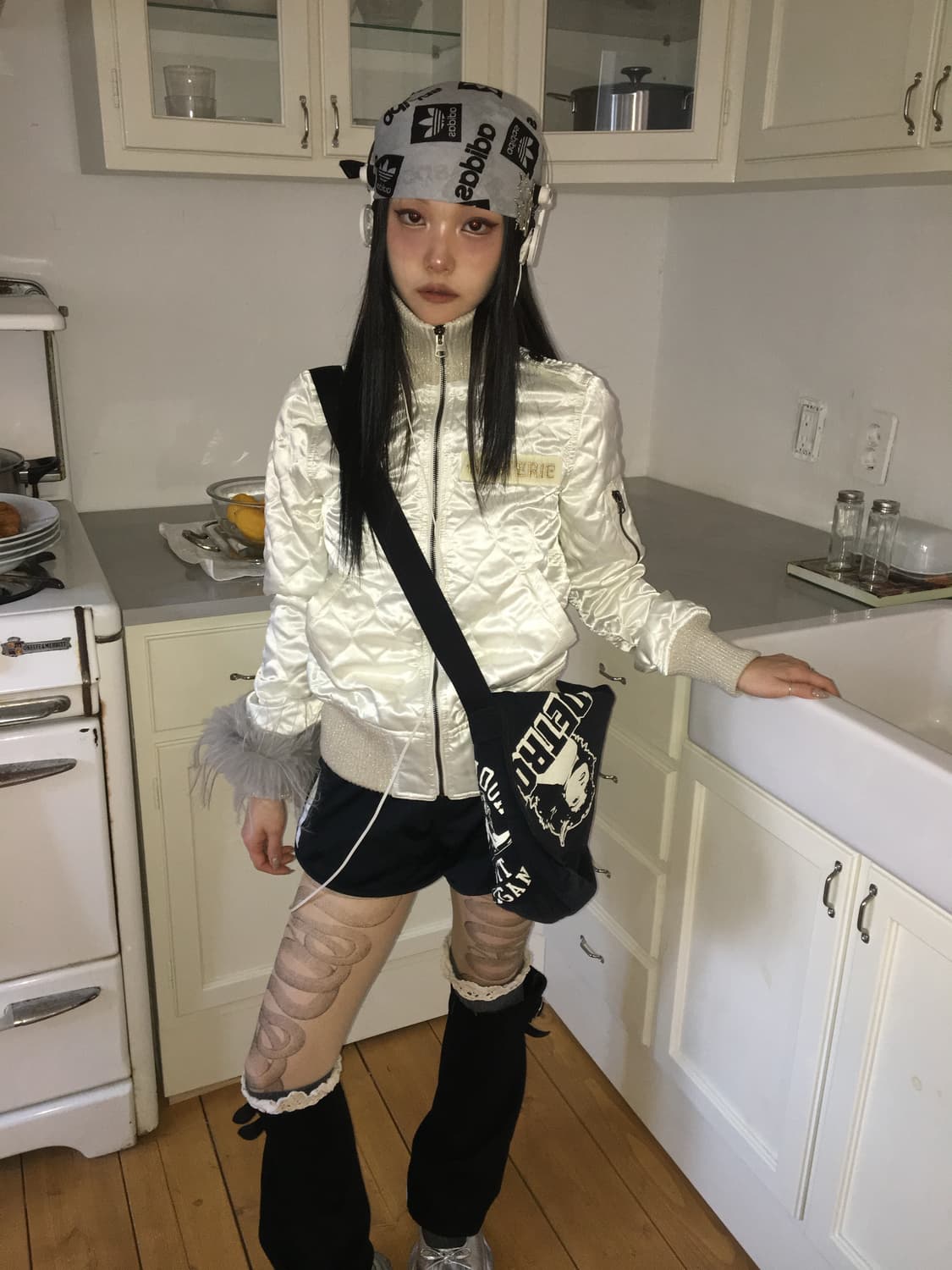 히스테릭글레머 화이트 퀼팅패팅 상품이미지1