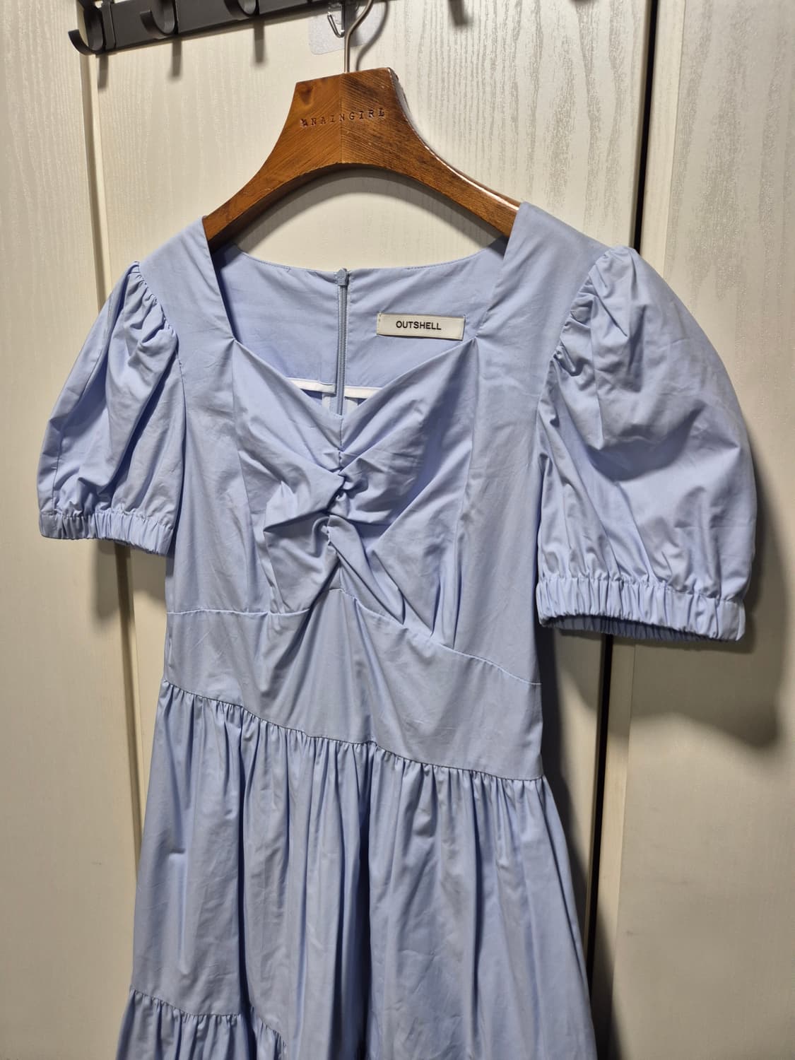 (세일)(새상품)아웃쉘 퍼프소매 캉캉 롱 원피스 하늘색 상품이미지3