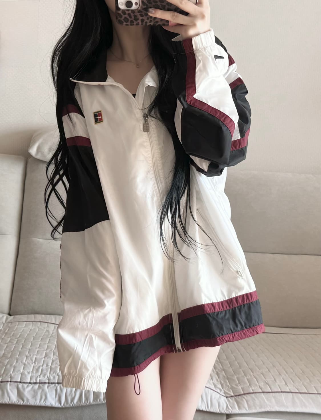 나이키 올드스쿨 흰검 버건디 바람막이 상품이미지1