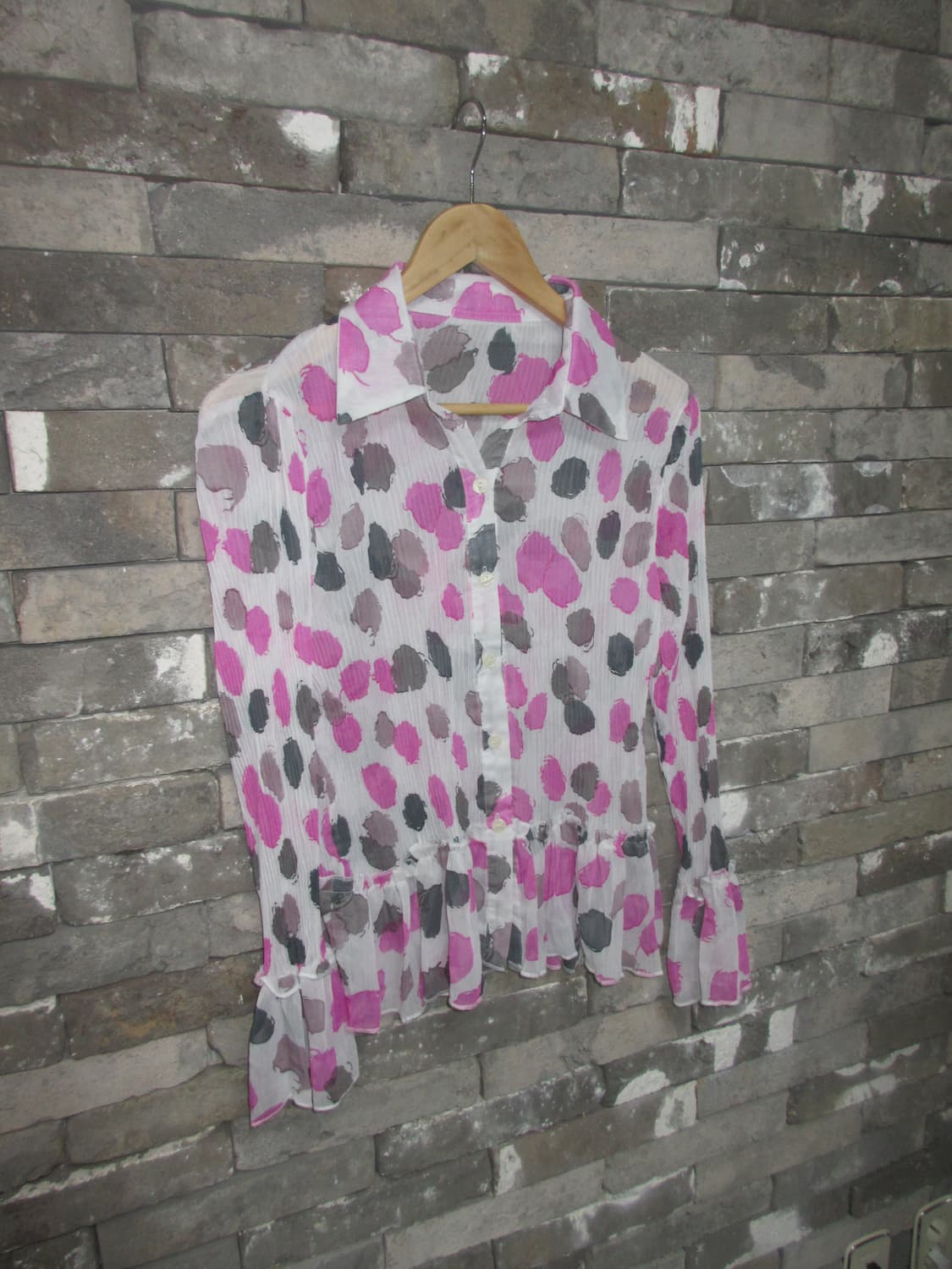 dot frill see-through shffon bl cardigan 상품이미지1