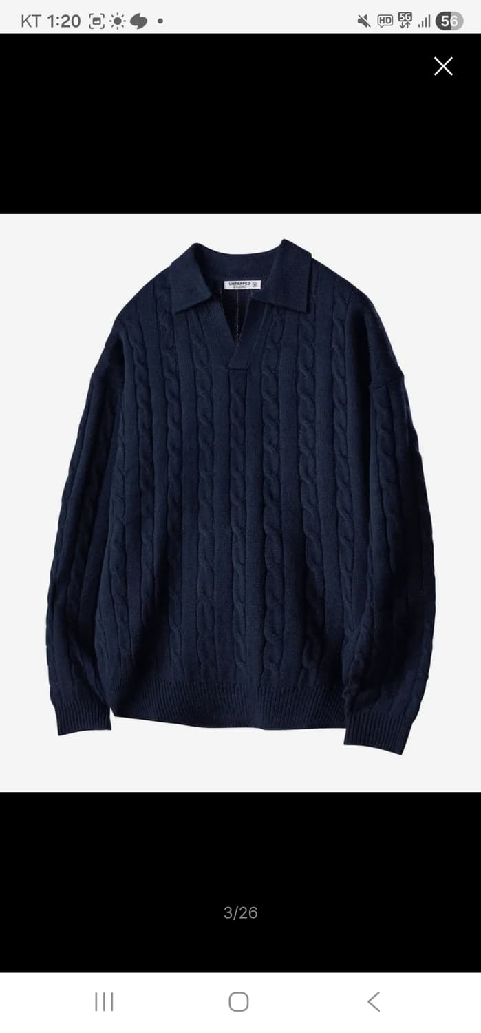 언탭드 스튜디오 케이블 카라니트(네이비) 상품이미지1