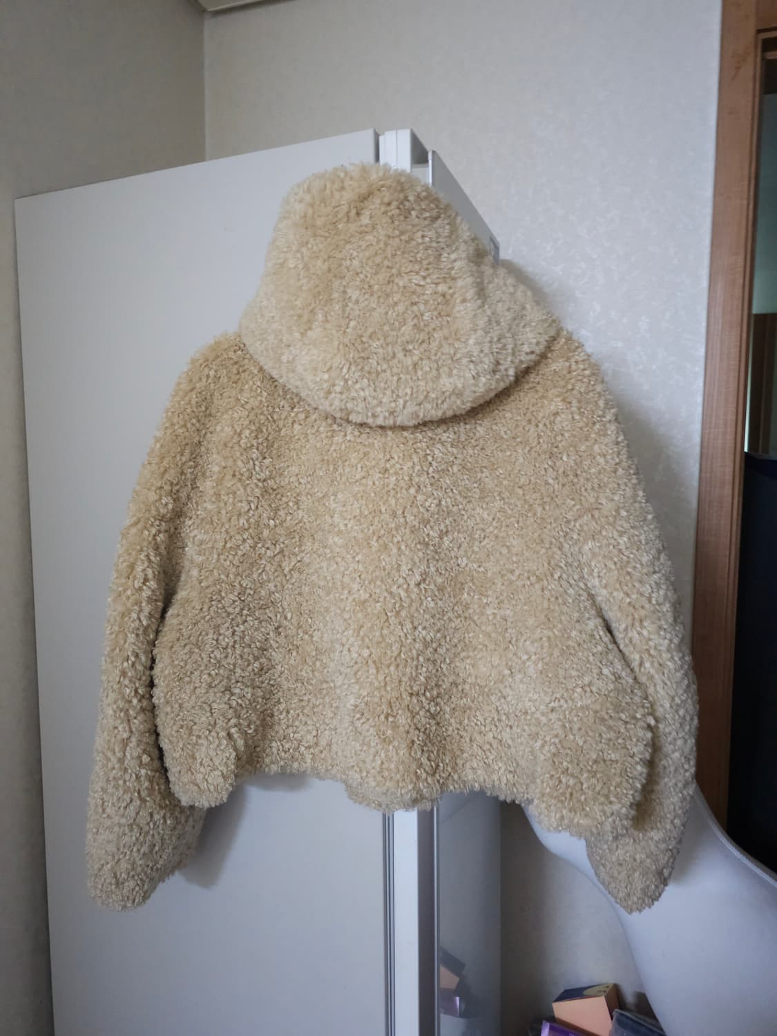 뽀글이 후드 숏 자켓 베이지 상품이미지5