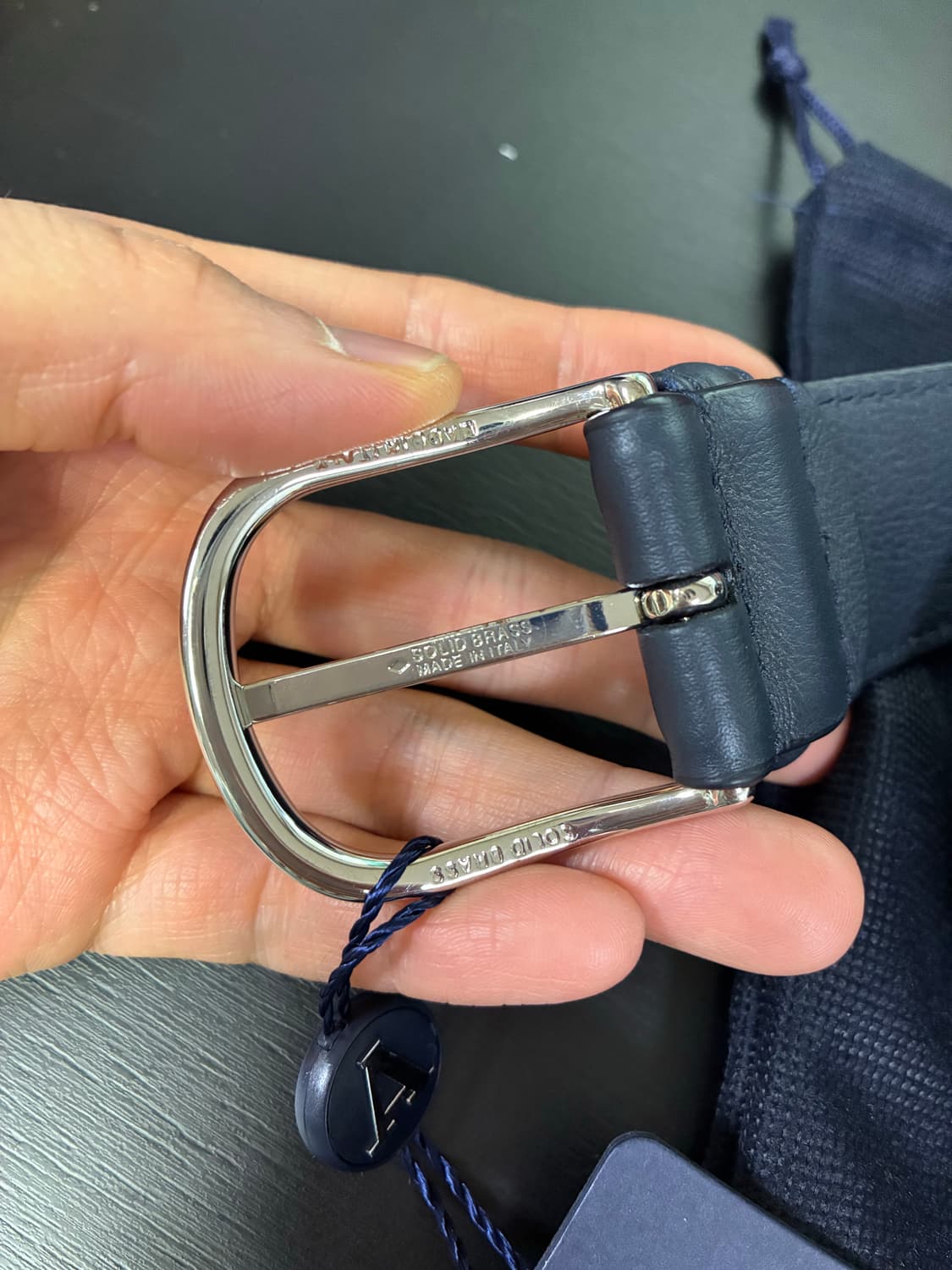 (새상품) Anderson's 앤더슨즈 레더 네이비 벨트 상품이미지2