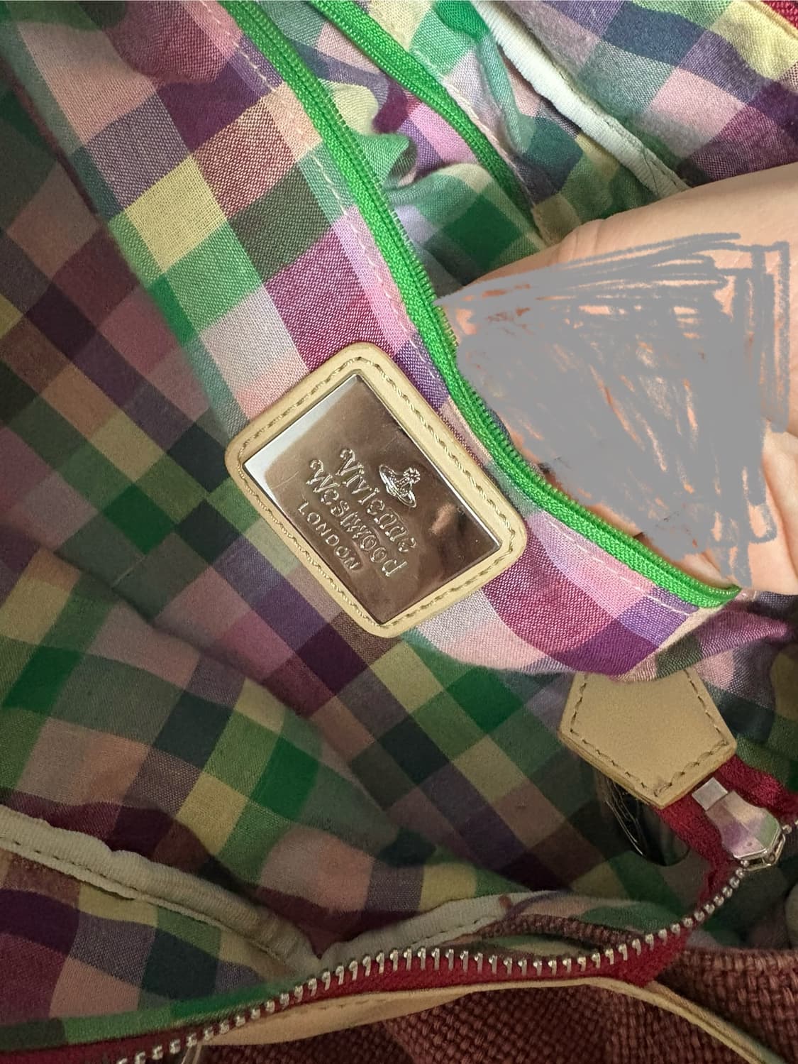 비비안 웨스트우드 핑크 체크 숄더백 상품이미지5