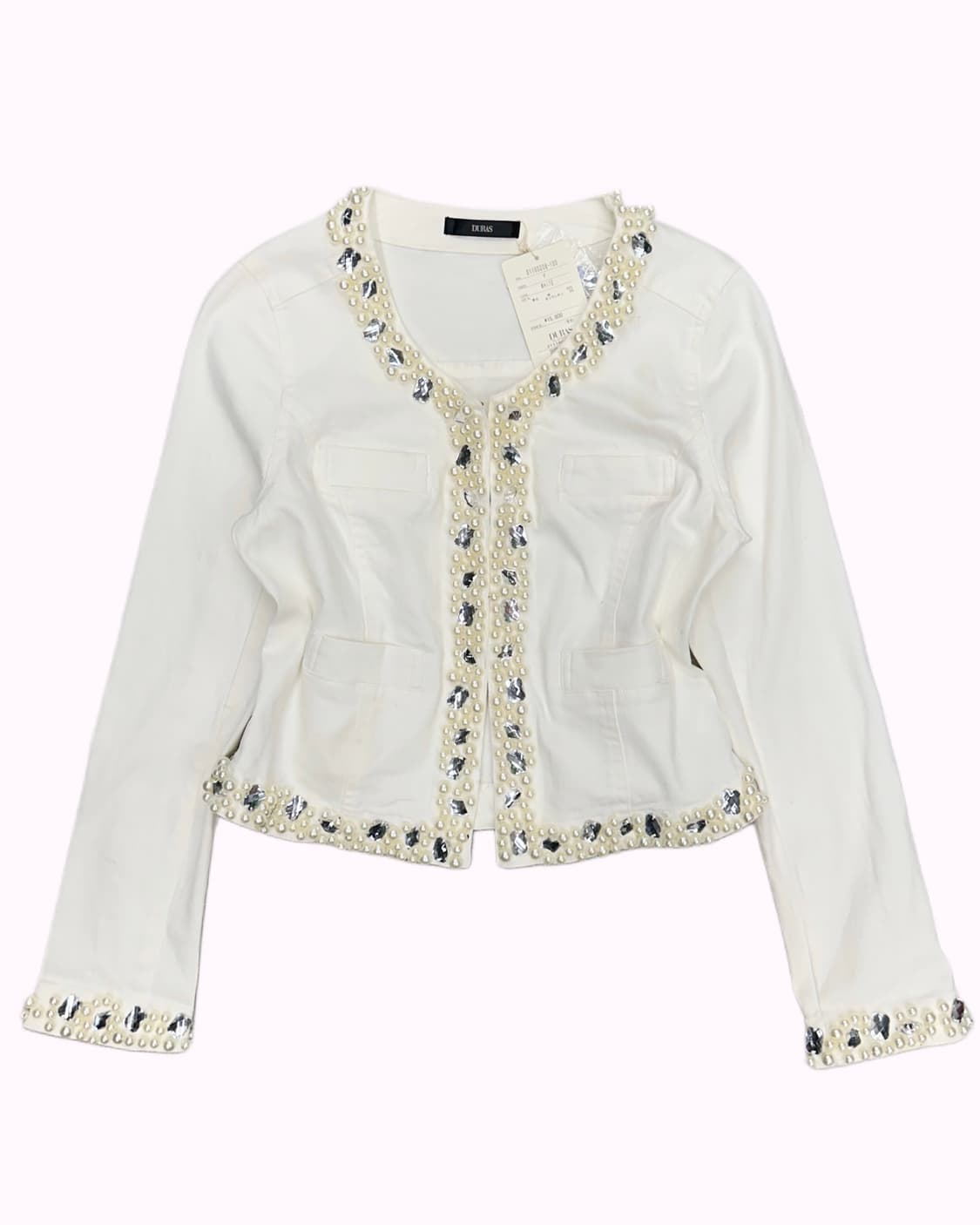 DURAS pearl bids white crop jacket 상품이미지2