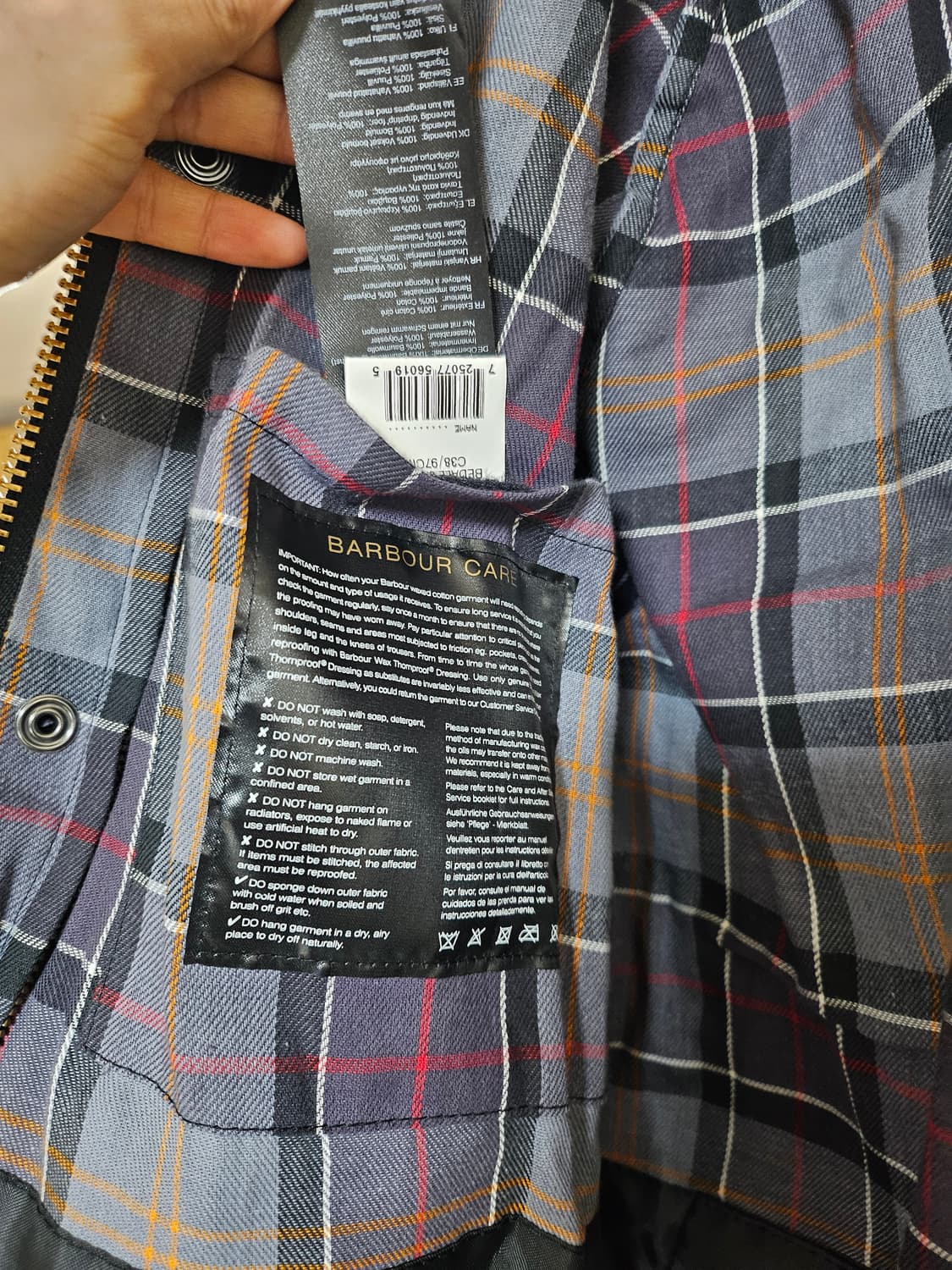 [38]바버 비데일 왁스자켓 블랙 판매 상품이미지5