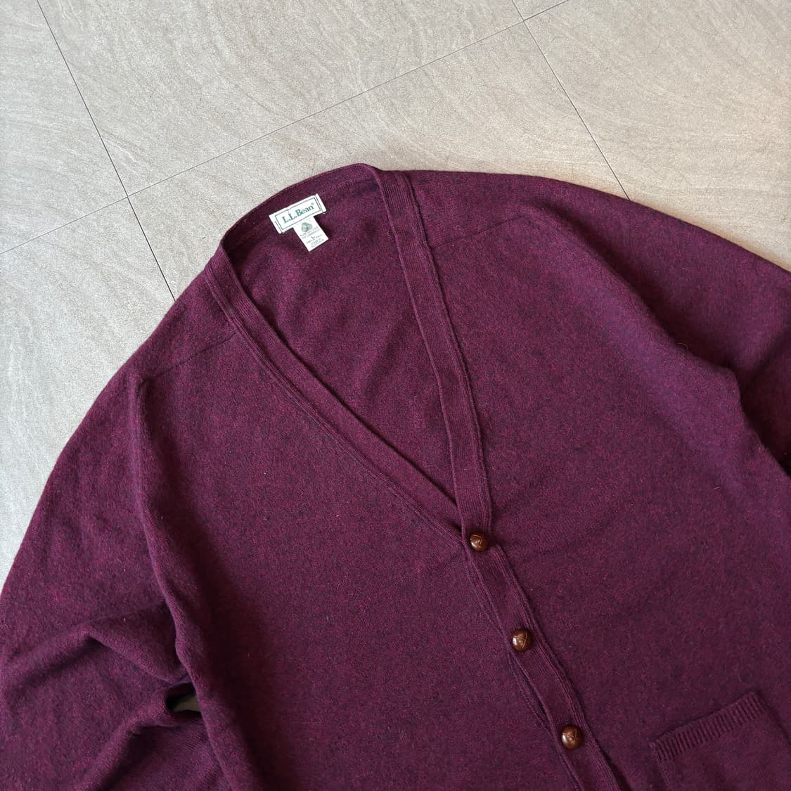 L.L.bean 정품 엘엘빈 스코틀랜드 생산 램스울 버건디 가디건 상품이미지2