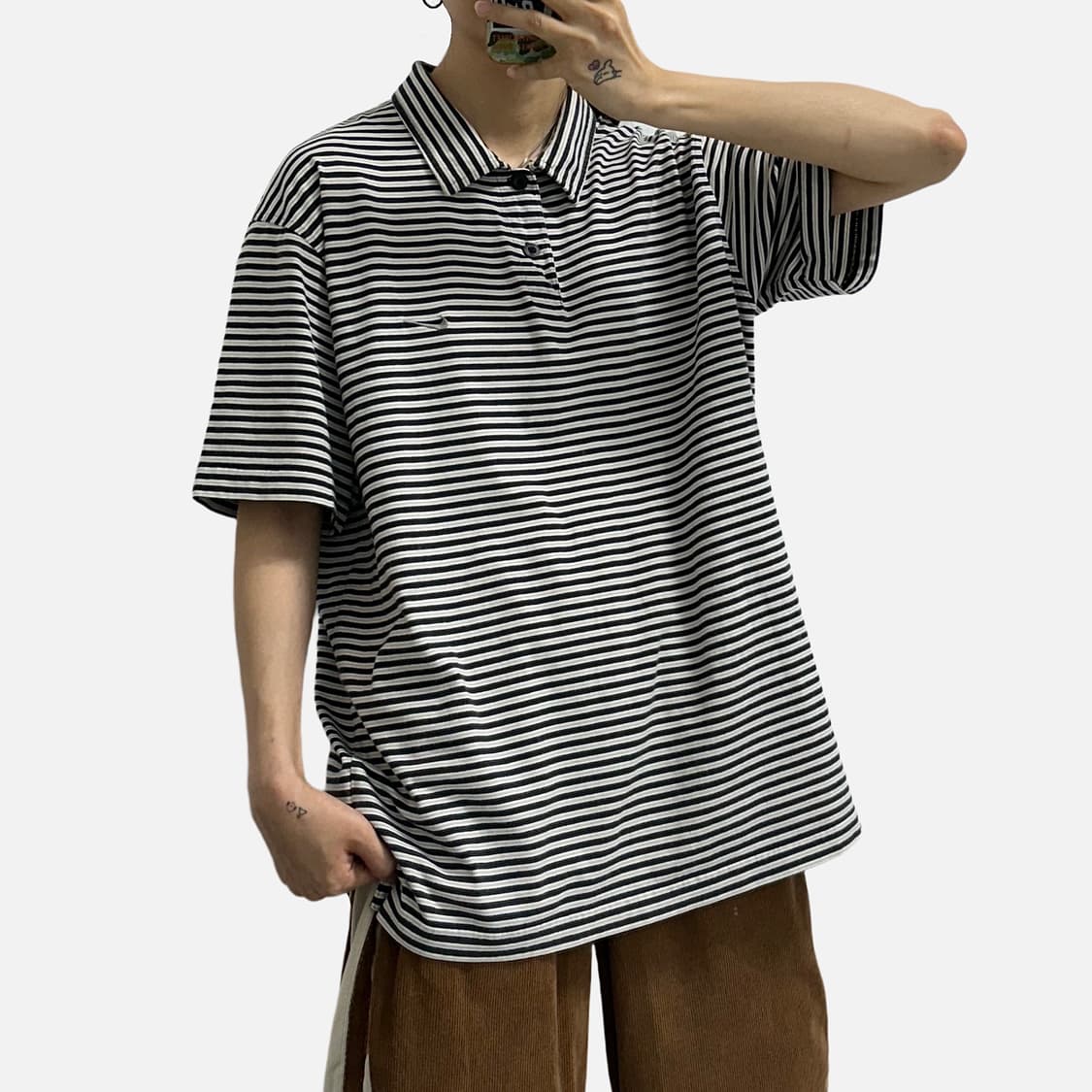 나이키 00s 스트라이프 반팔 카라티 코튼 피케셔츠 상품이미지1
