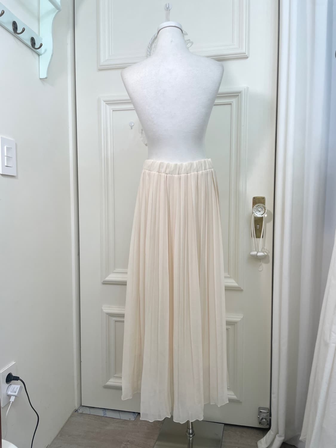 sheer coral pleats banding lomg skirt 상품이미지3