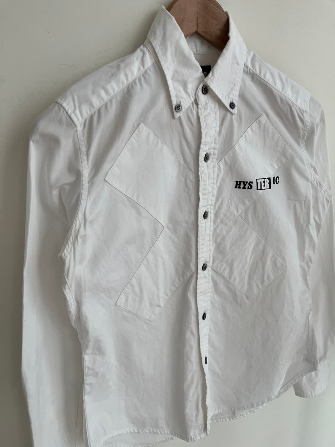 히스테릭 글래머 아카이브 레터링 크로스 패치워크 버튼다운 셔츠 상품이미지2