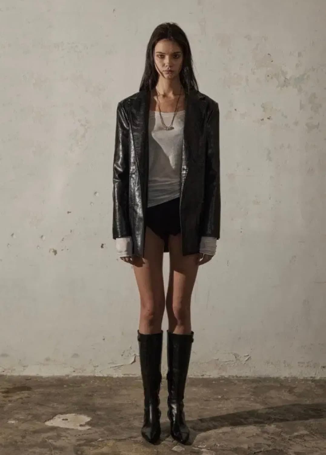 보헤미안서울 오버사이즈 레더 블레이저 OS 상품이미지1