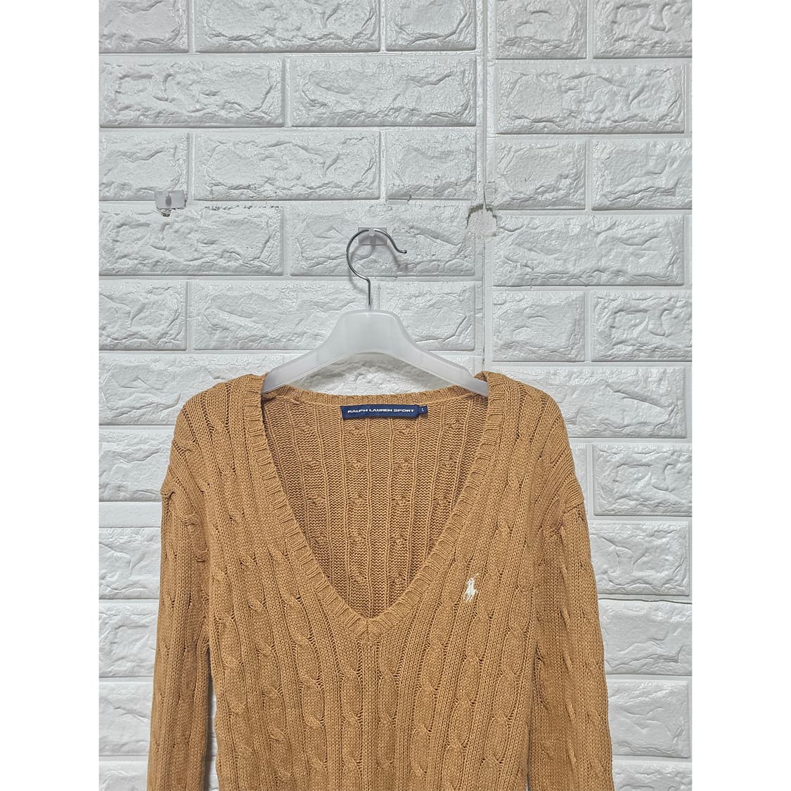 택포) 폴로랄프로렌 꽈베기 케이블 브이넥 니트 L 상품이미지3