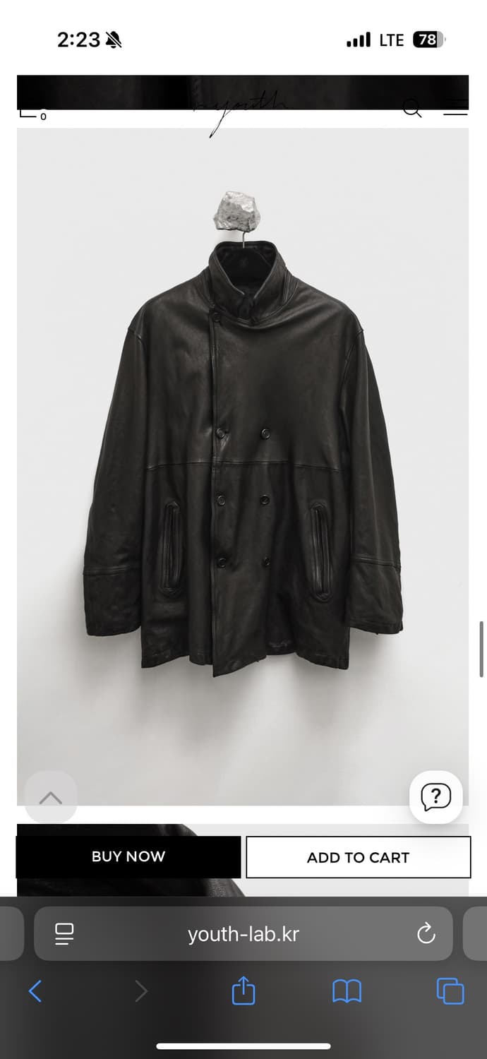 washed leather pea coat L사이즈 상품이미지2