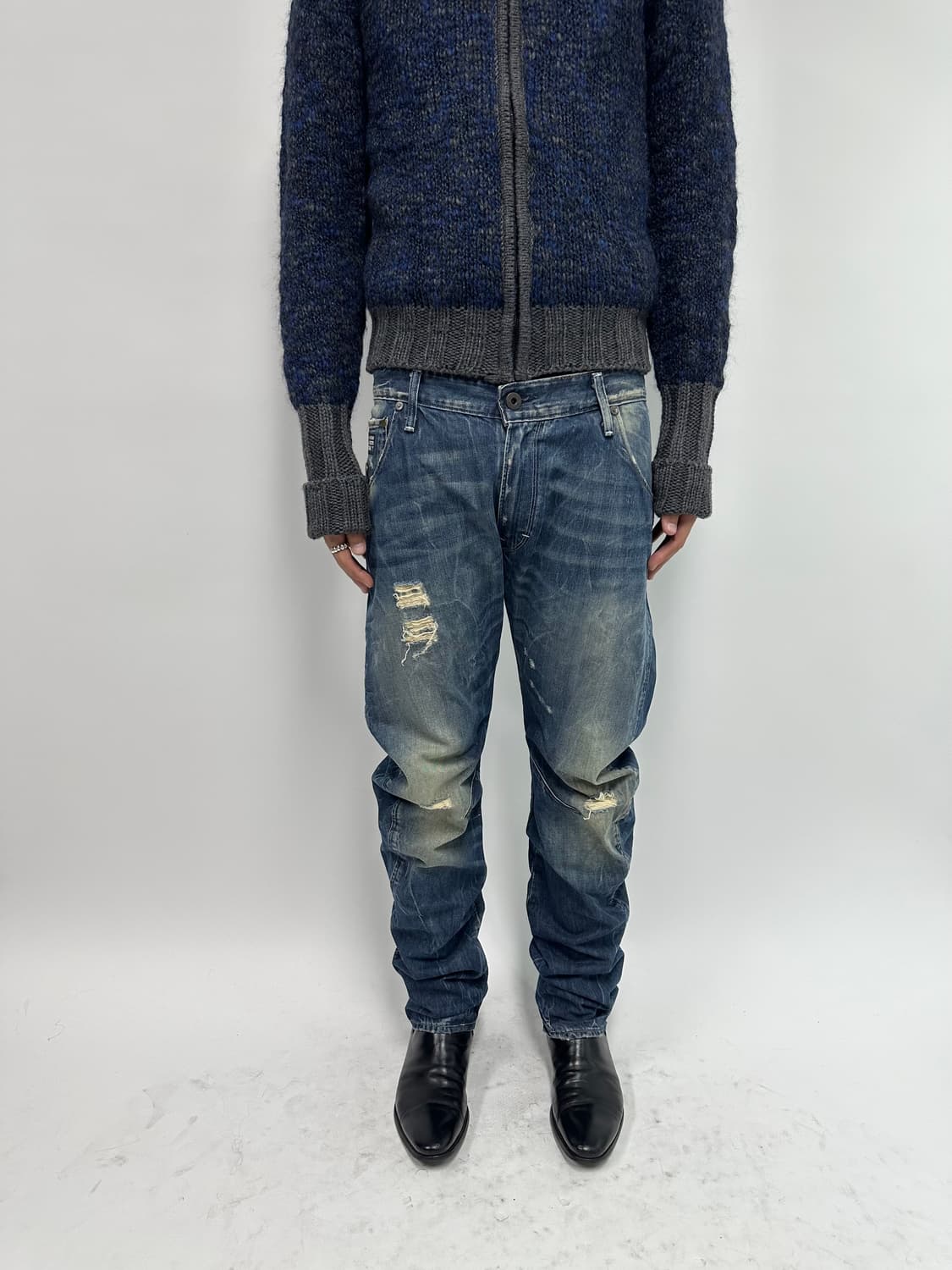 G  Star raw 디스트로이드 워싱 커브드 데님 팬츠 상품이미지1