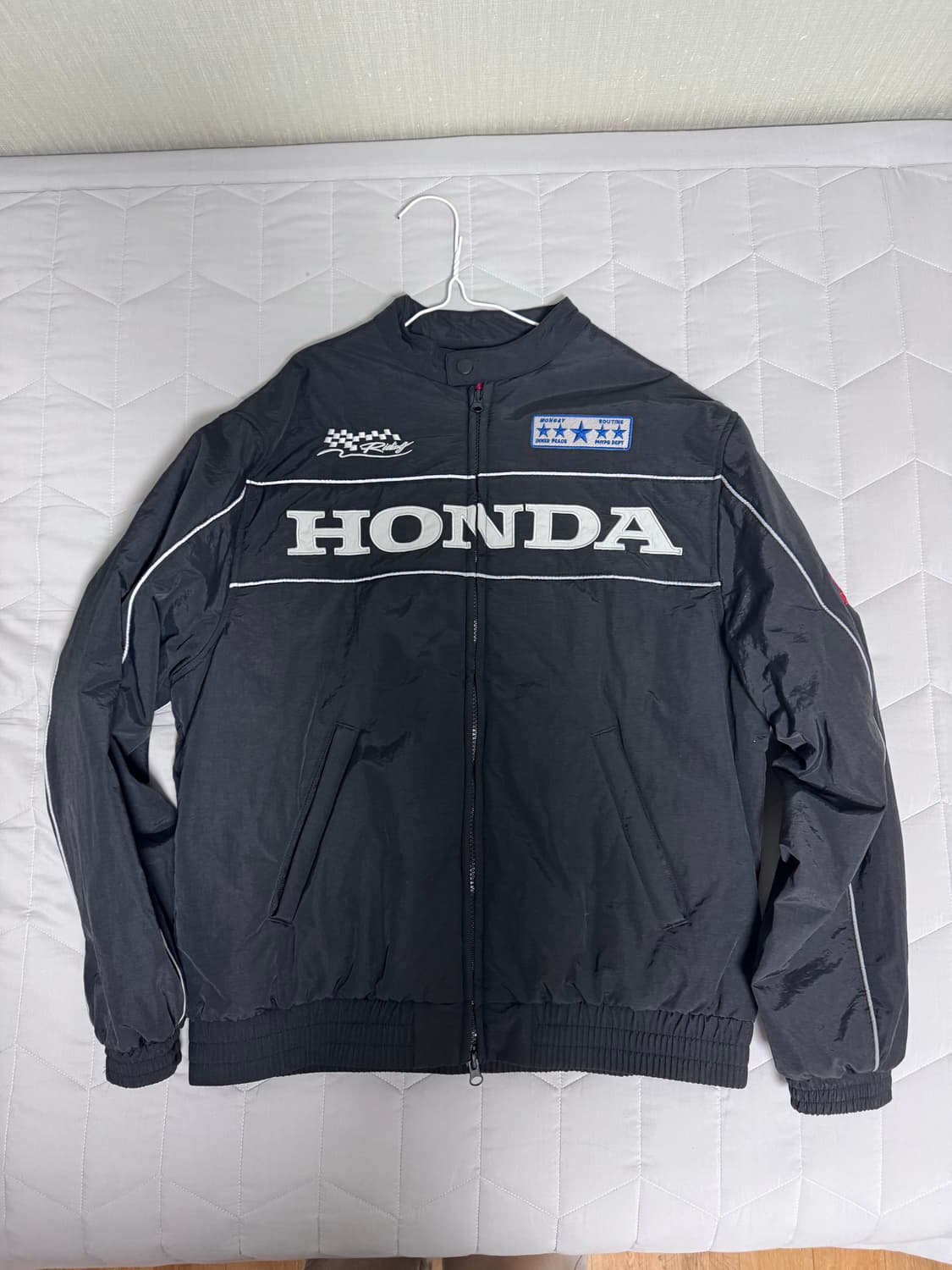 혼다 모터사이클 파이핑 블루종 레이싱 자켓 블랙 M 상품이미지1