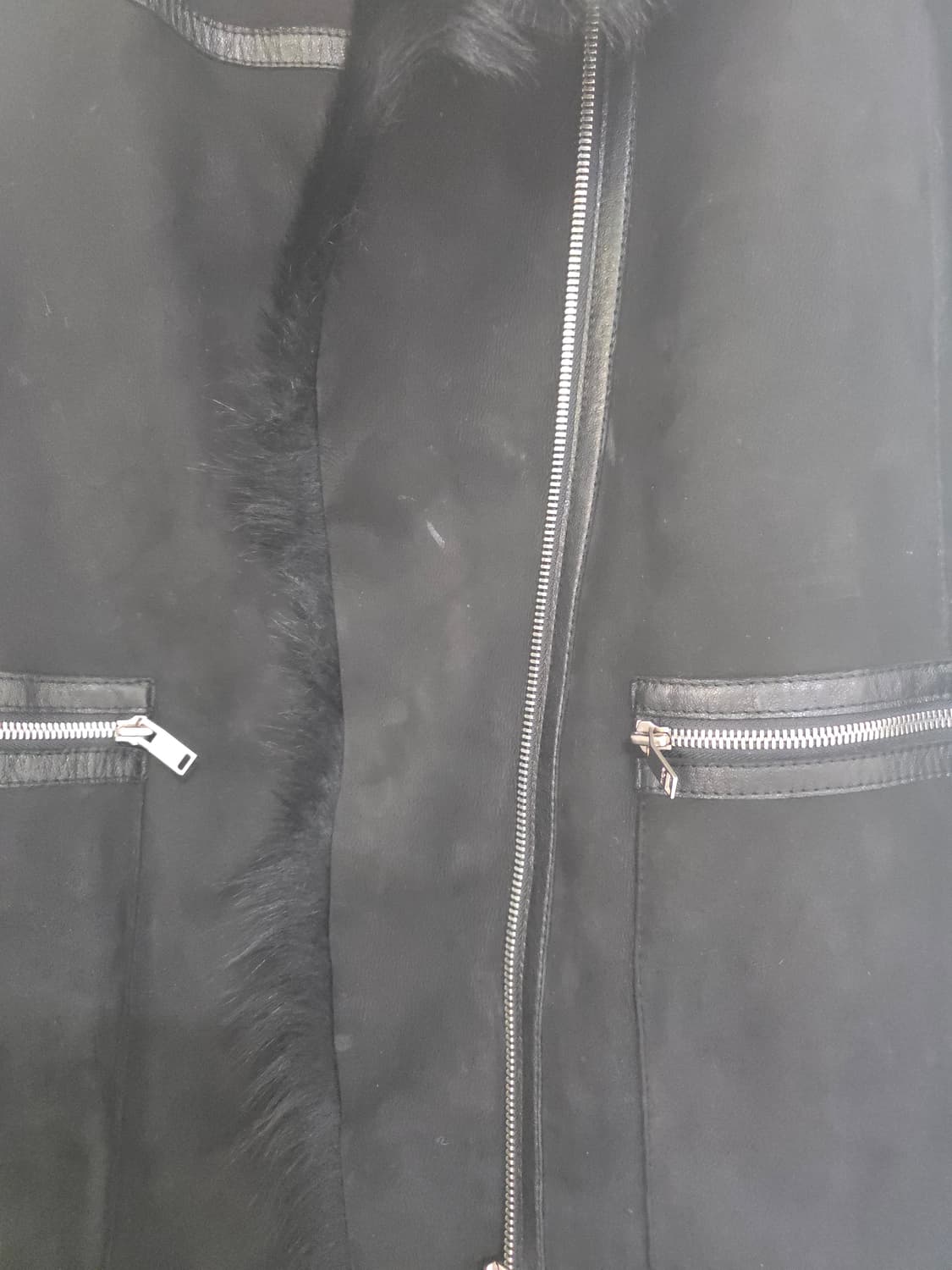 Maje 마쥬 블랙 롱 무스탕 양가죽100% 양모피100% 1 상품이미지7