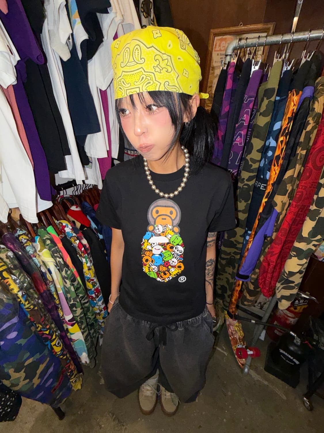 🙊 베이프 마일로 올 프렌즈 마일로 온 헤드 티셔츠 🙊 상품이미지1