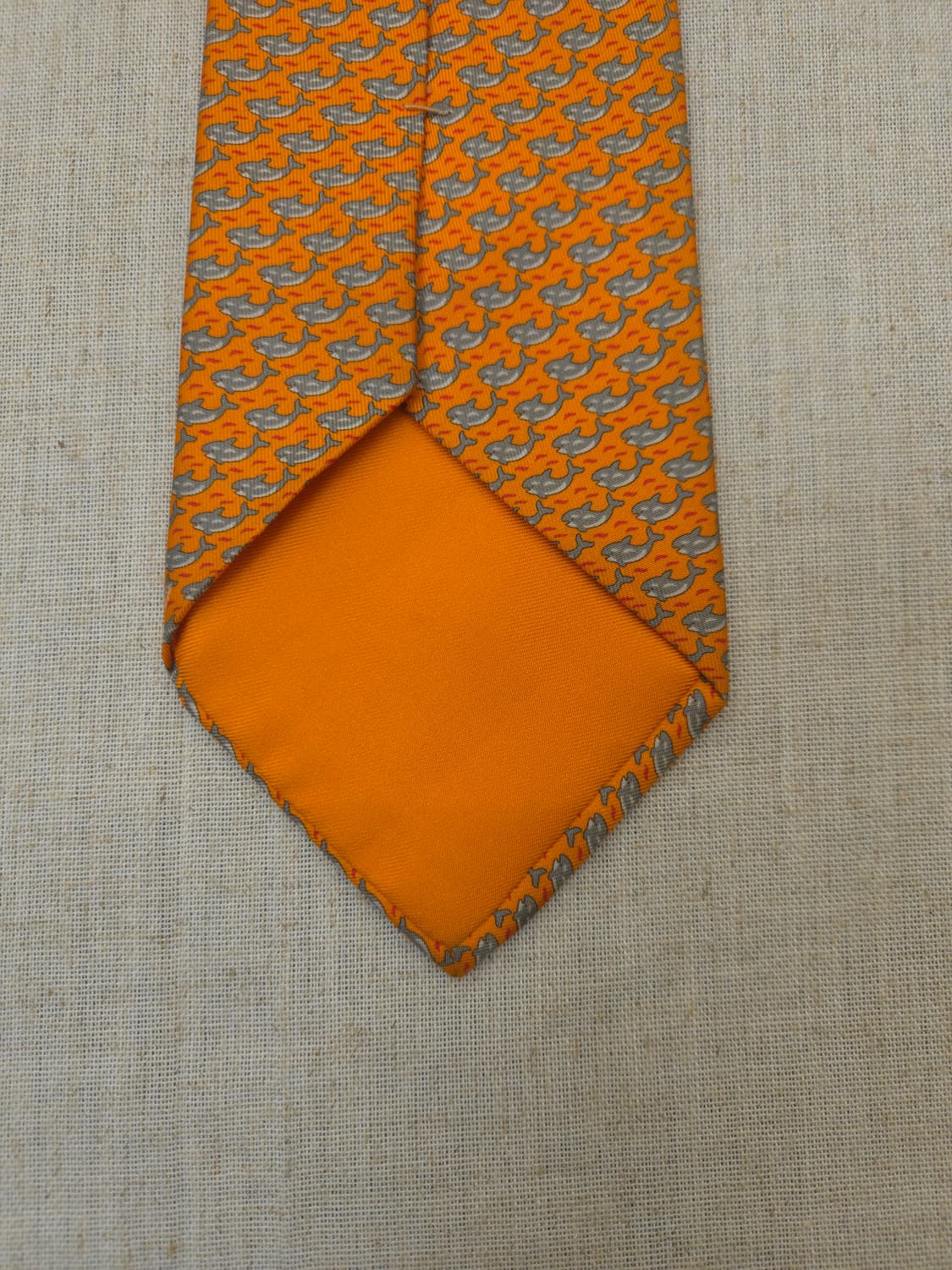 에르메스 오렌지색 물고기 패턴 넥타이 상품이미지7