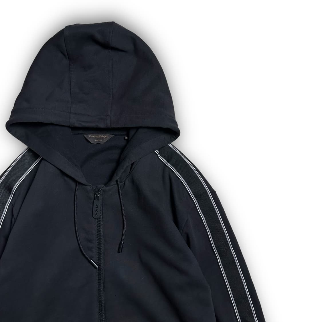 에르메네질도제냐 사이드라인 블랙 후드집업 상품이미지1
