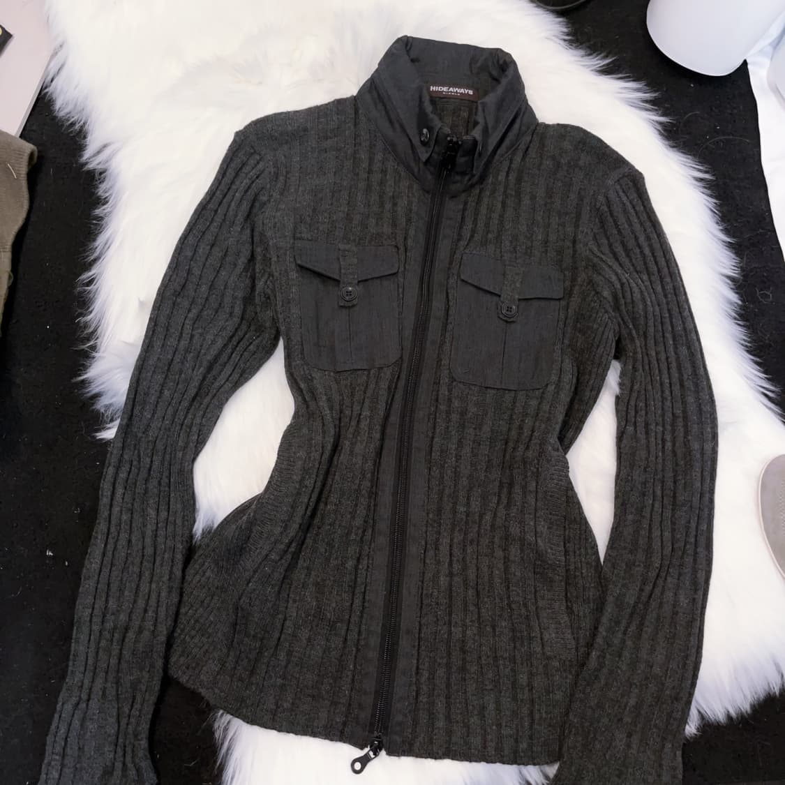 Y2k 투웨이 포켓 니트집업 상품이미지2