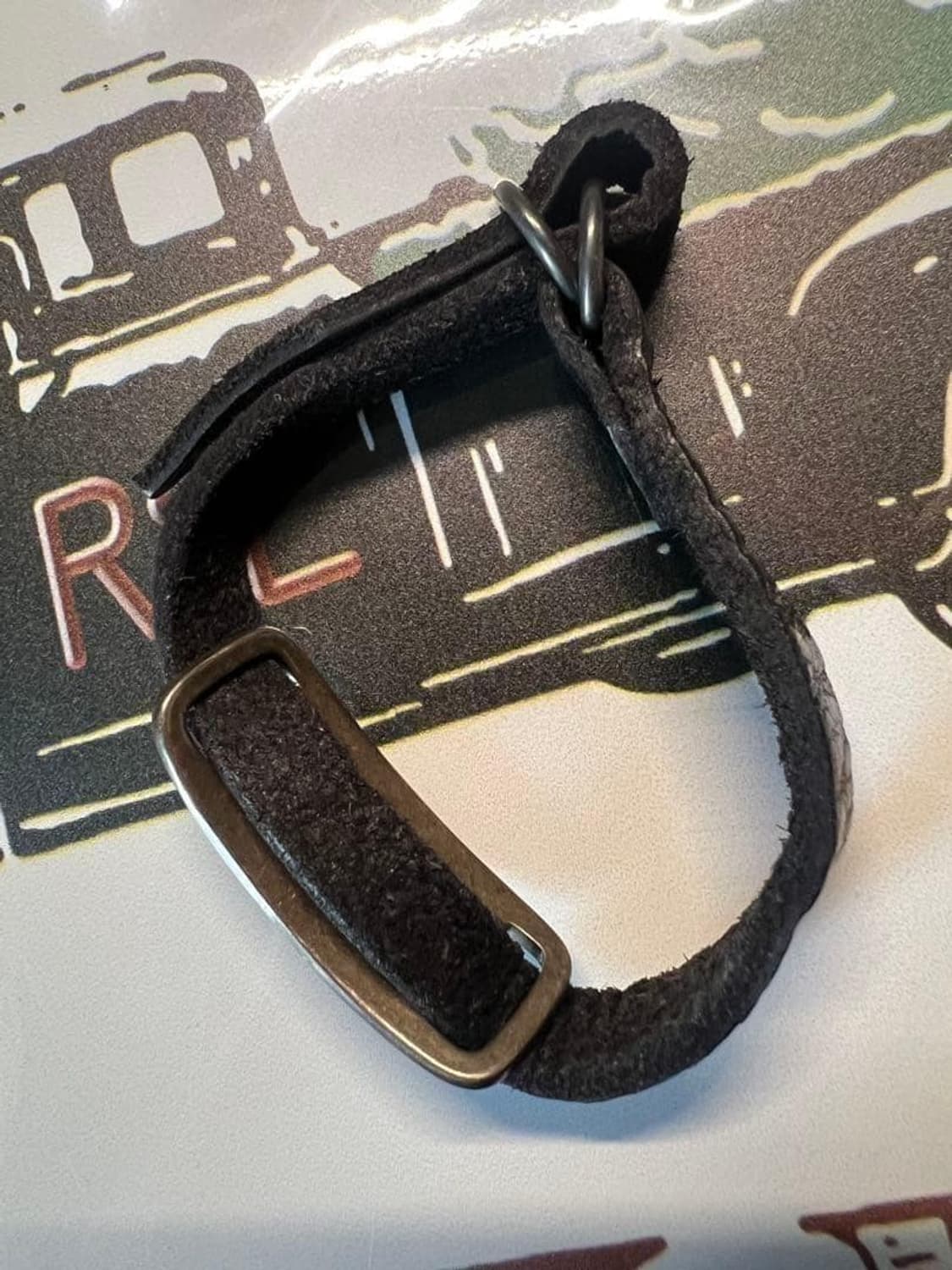 RRL 브라스 플레이트 러프아웃 레더 브레이슬릿 상품이미지2