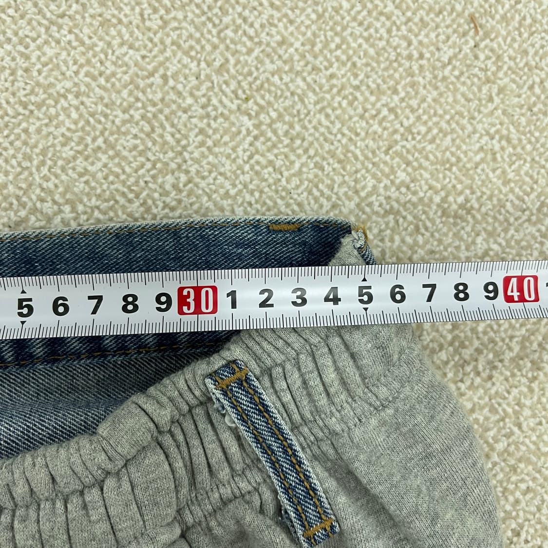 [실측확인] 빈티지 여성 아수라팬츠 배색 데님 트레이닝 조거팬츠 바지 0 상품이미지6