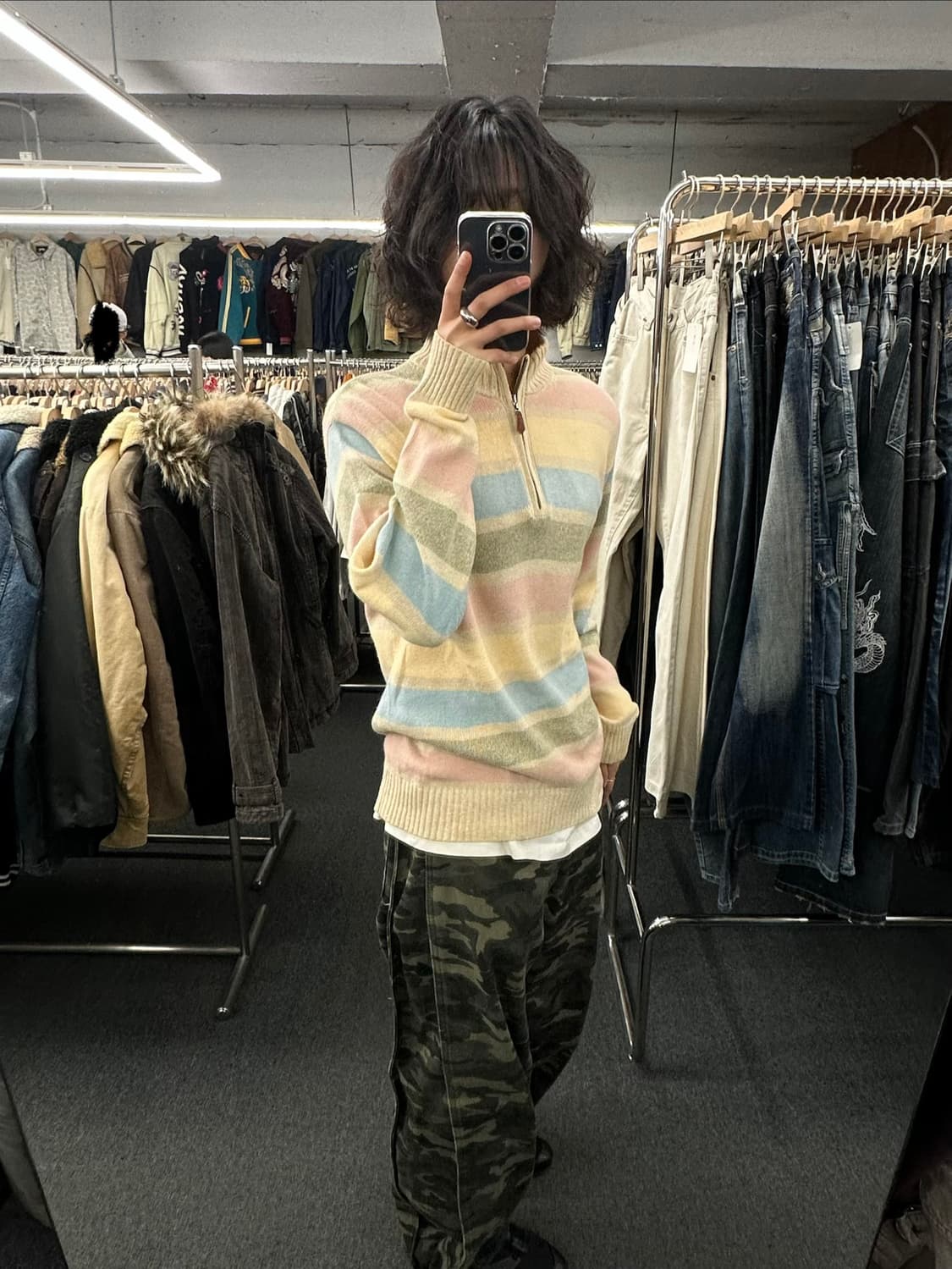 M)Chaps Ralph Lauren 빈티지 멀티컬러 스트라이프 하프집  상품이미지1