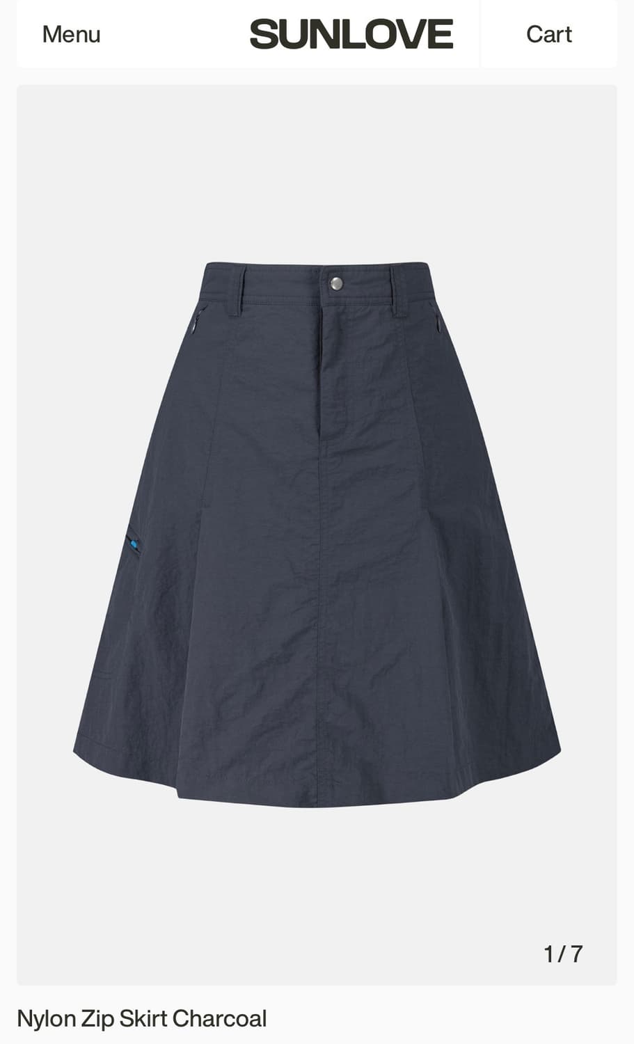 Sunlove Nylon zip skirt charcoa 상품이미지1