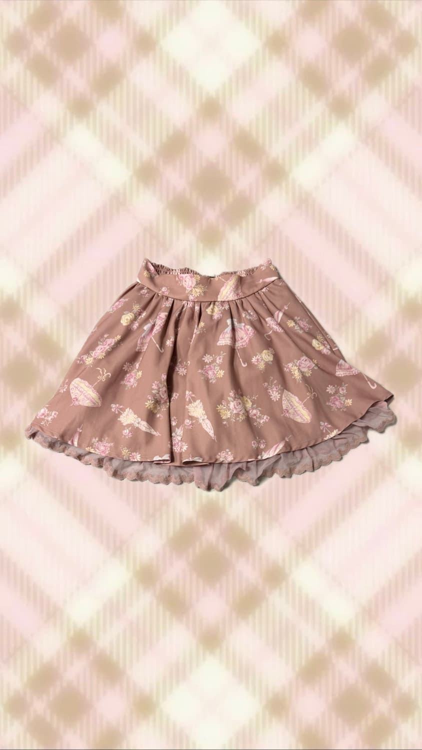 리즈리사 플로럴 리본 레이스 스커트 치마 큐롯 라떼 히메 갸루 러블리 상품이미지2